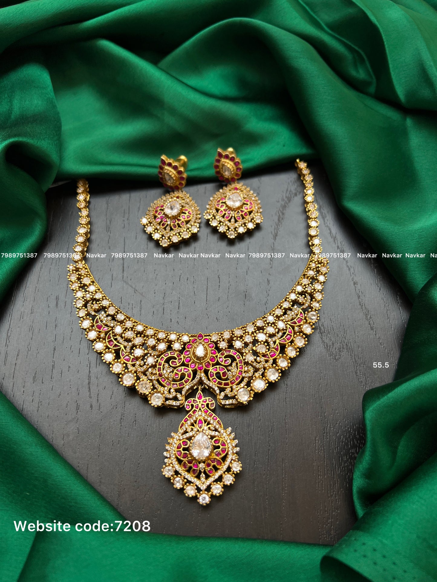 Kundan mossonite necklace