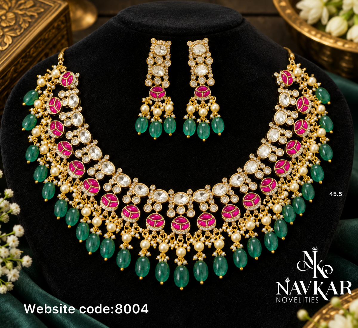Kundan mossonite necklace