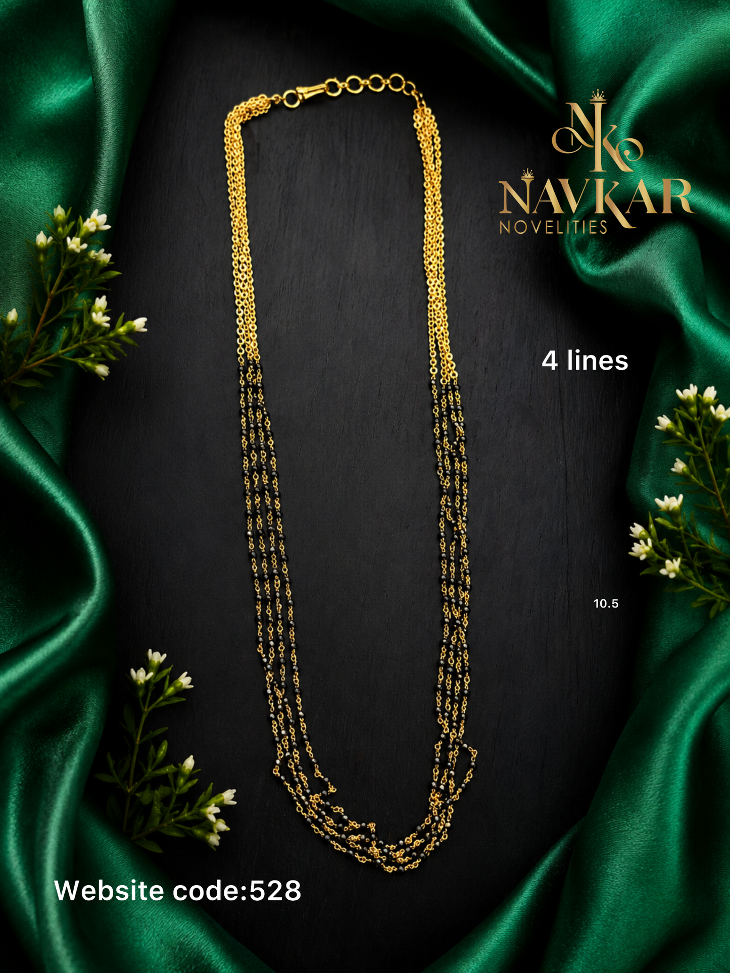 4 lines Black Beads