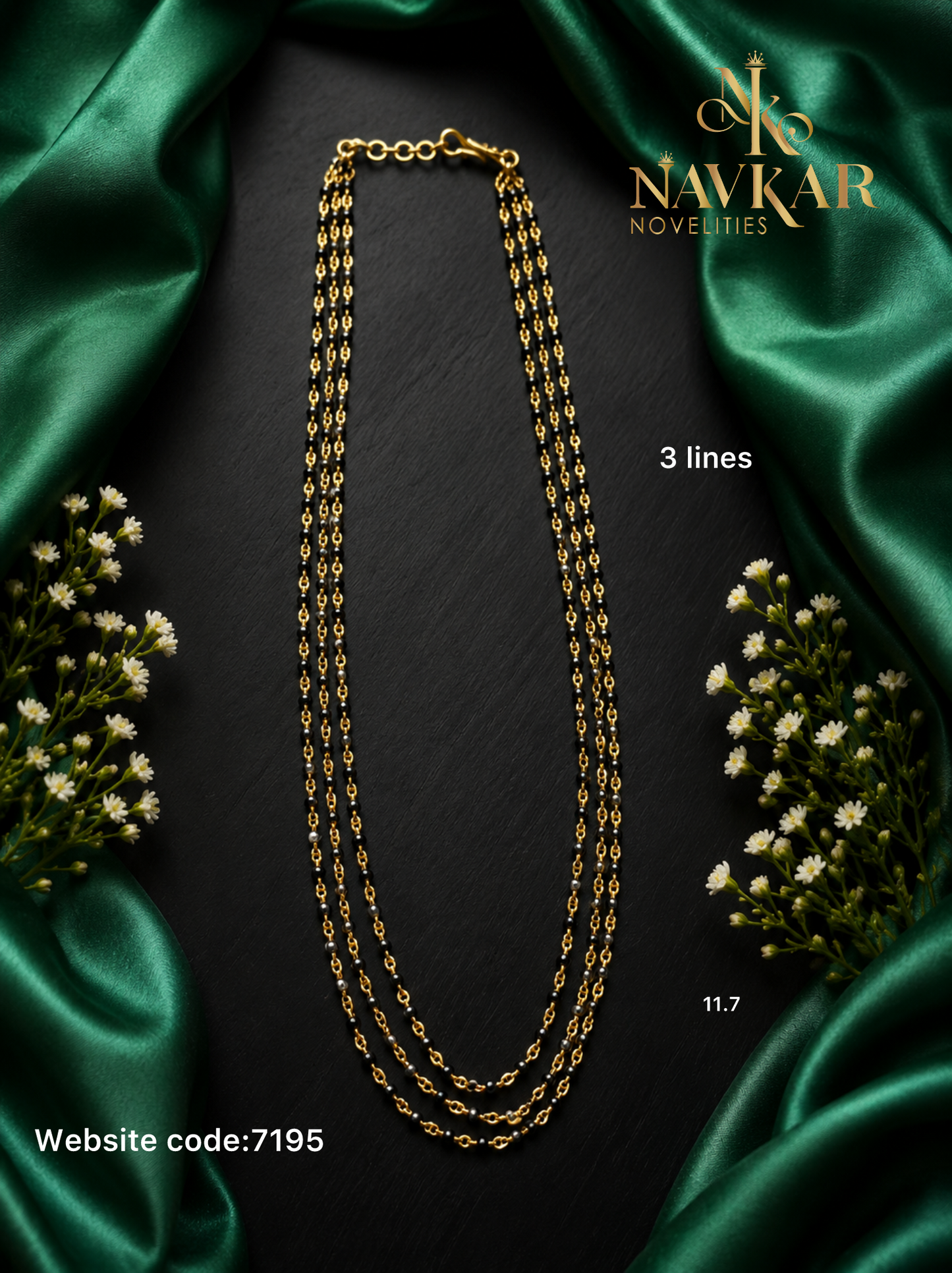 Full Black Beads 3 lines