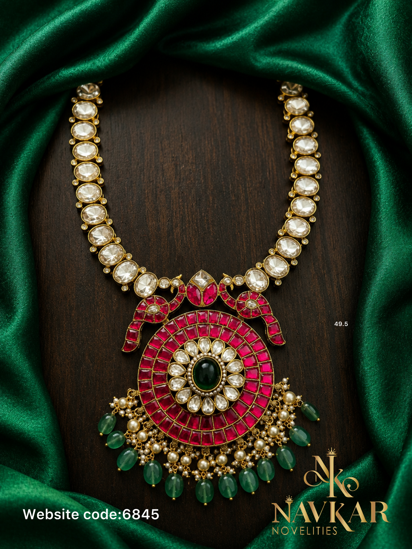 Kundan mossonite necklace