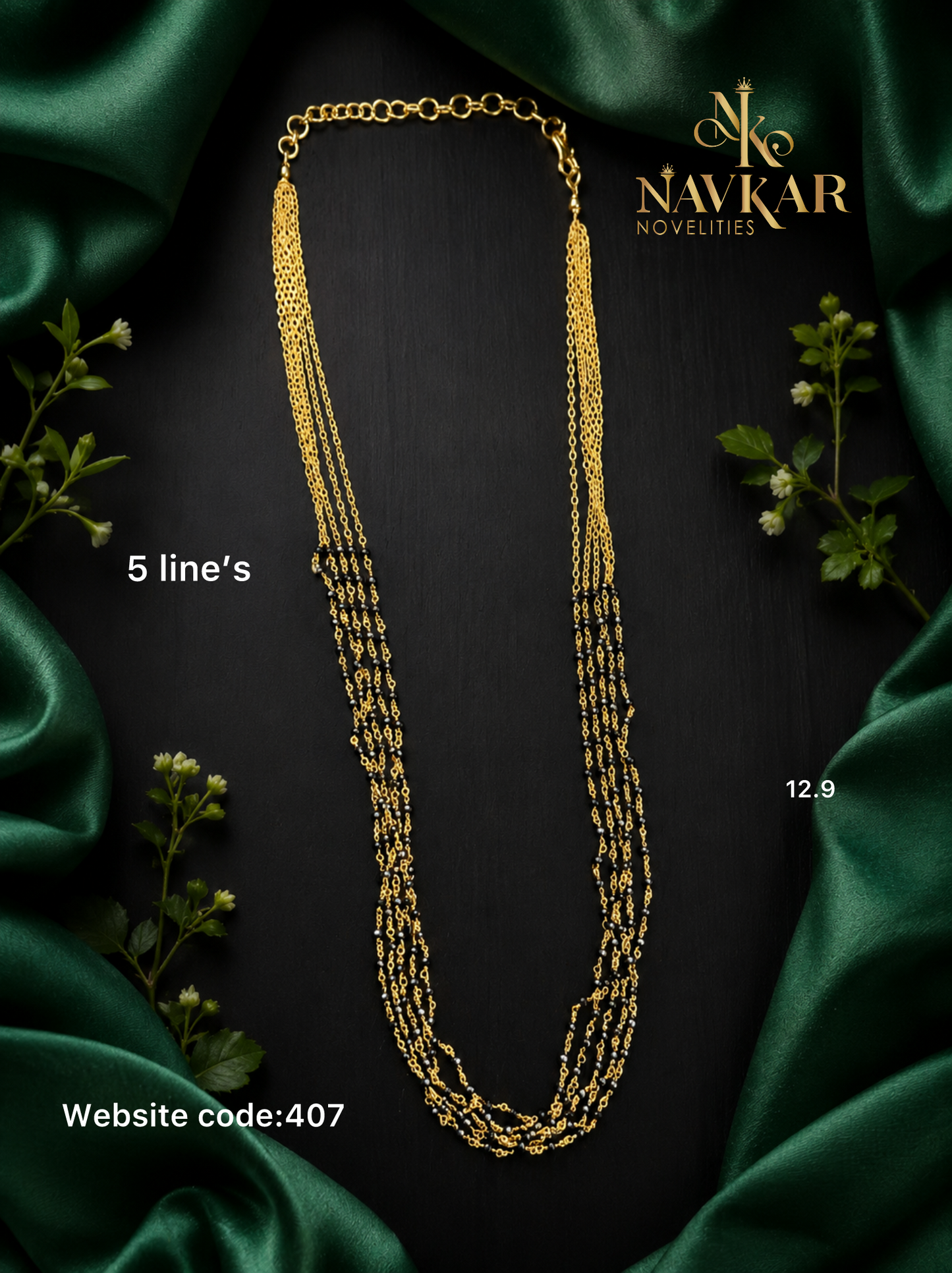Off 5 lines Black Beads