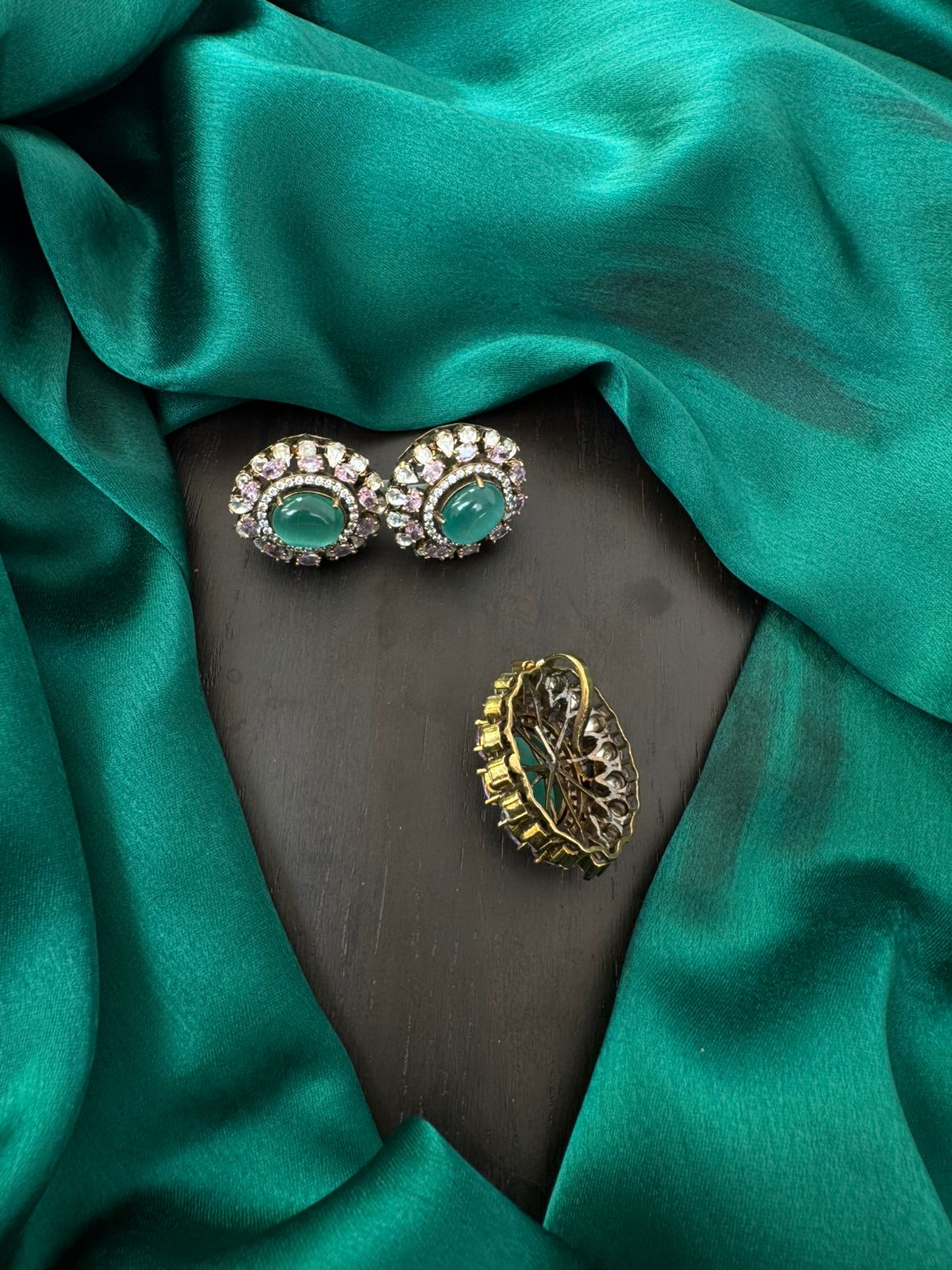 MOSSONITE LOCKET WITH EARRINGS