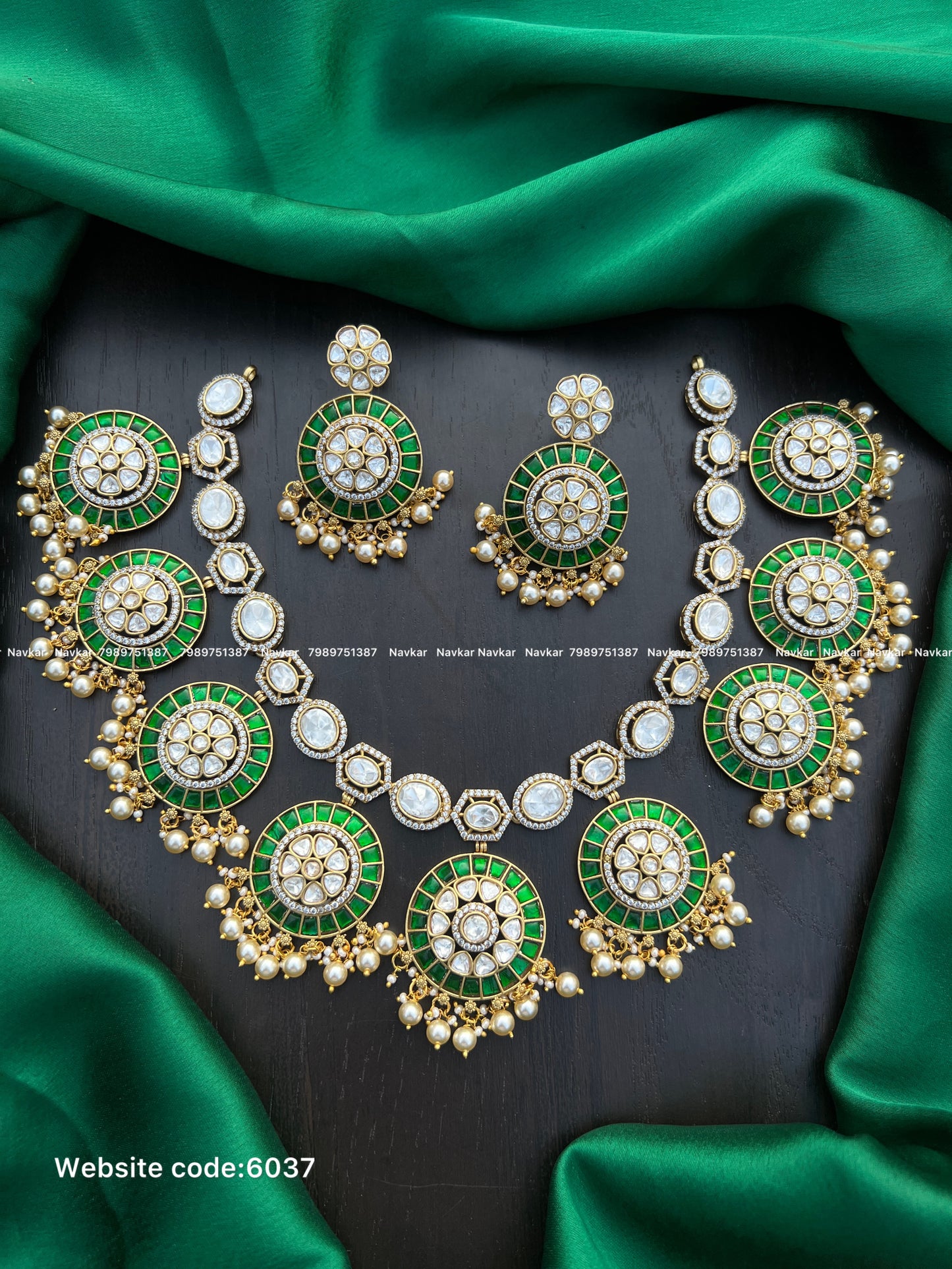 Kundan mossonite necklace