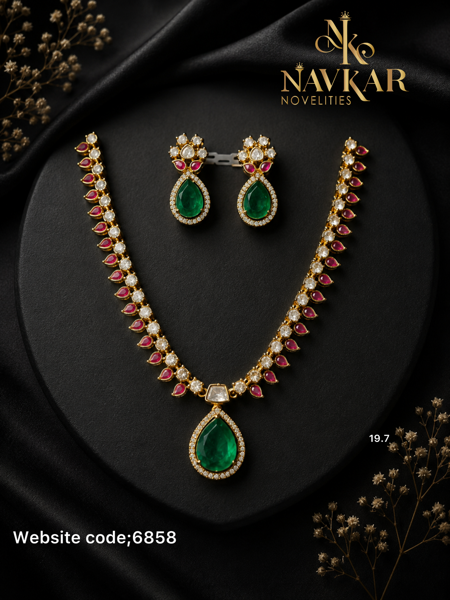 Kundan mossonite necklace
