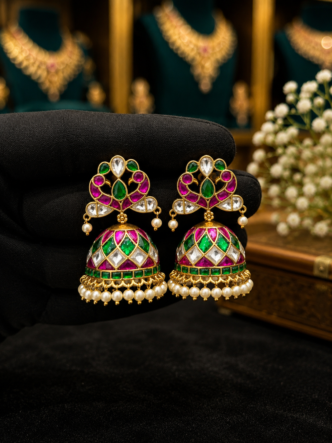 Kundan Jhumkas