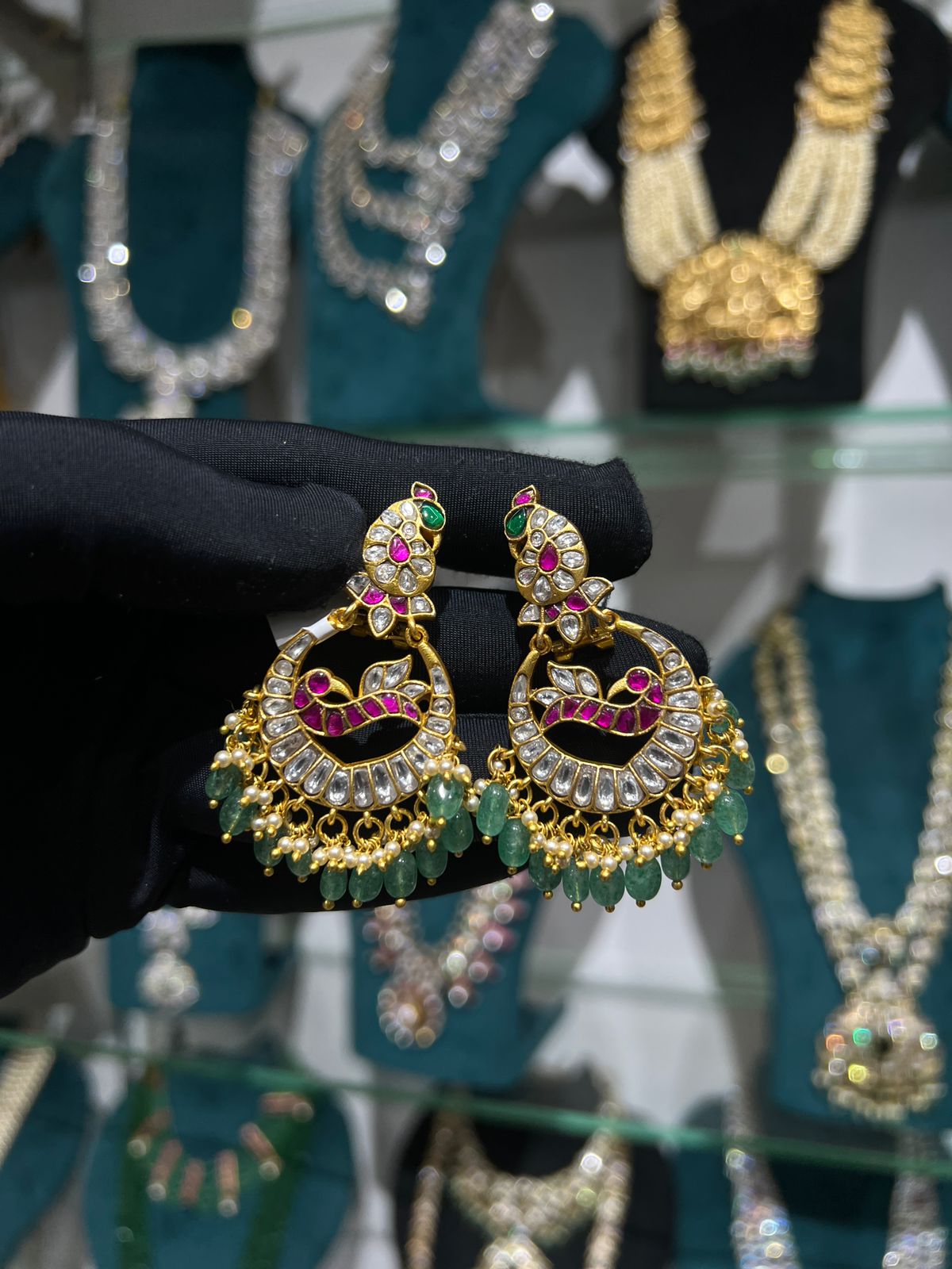 Jaduakundan earrings(chaandbaali)