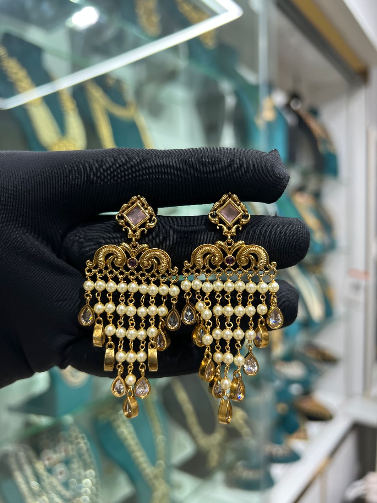 Pearls and coral earrings
