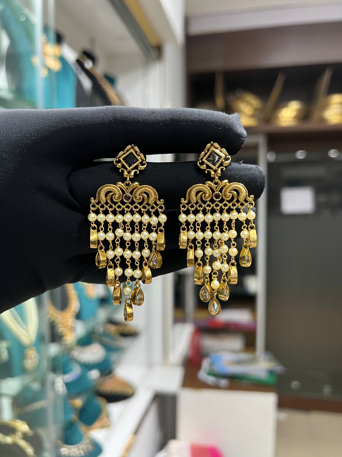 Pearls and coral earrings