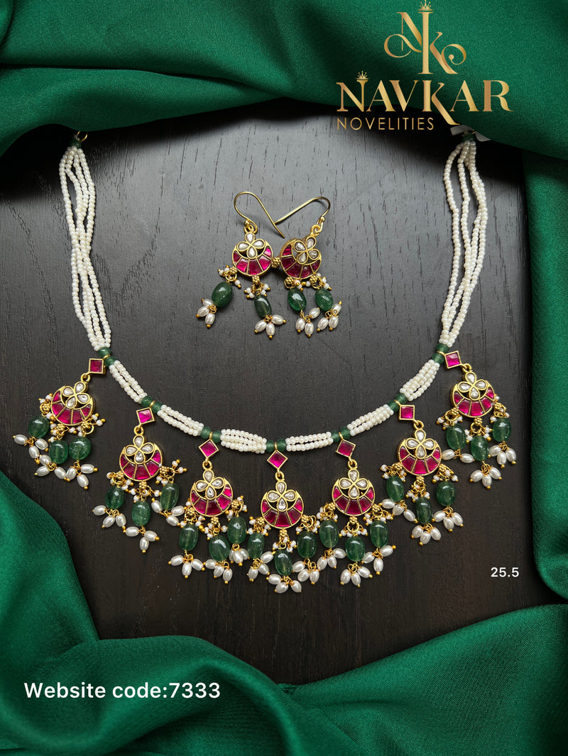 Kundan beads necklace