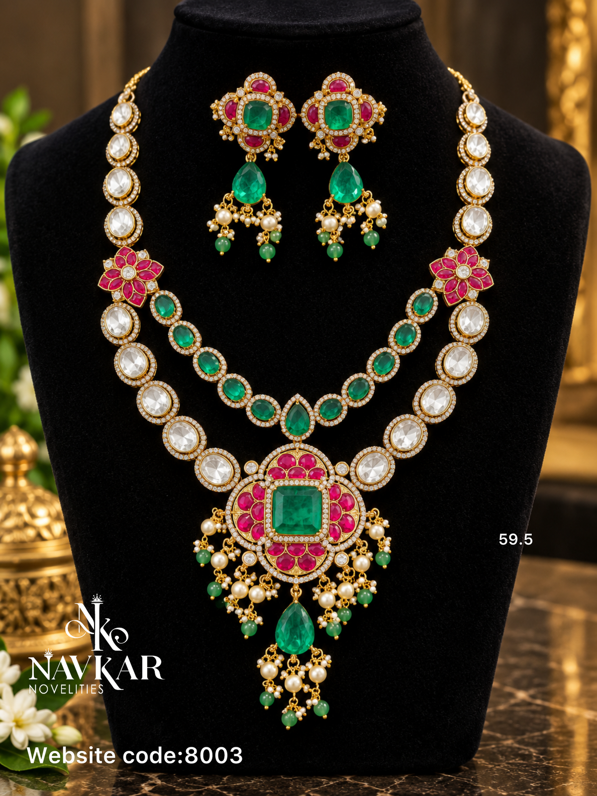 Kundan mossonite necklace