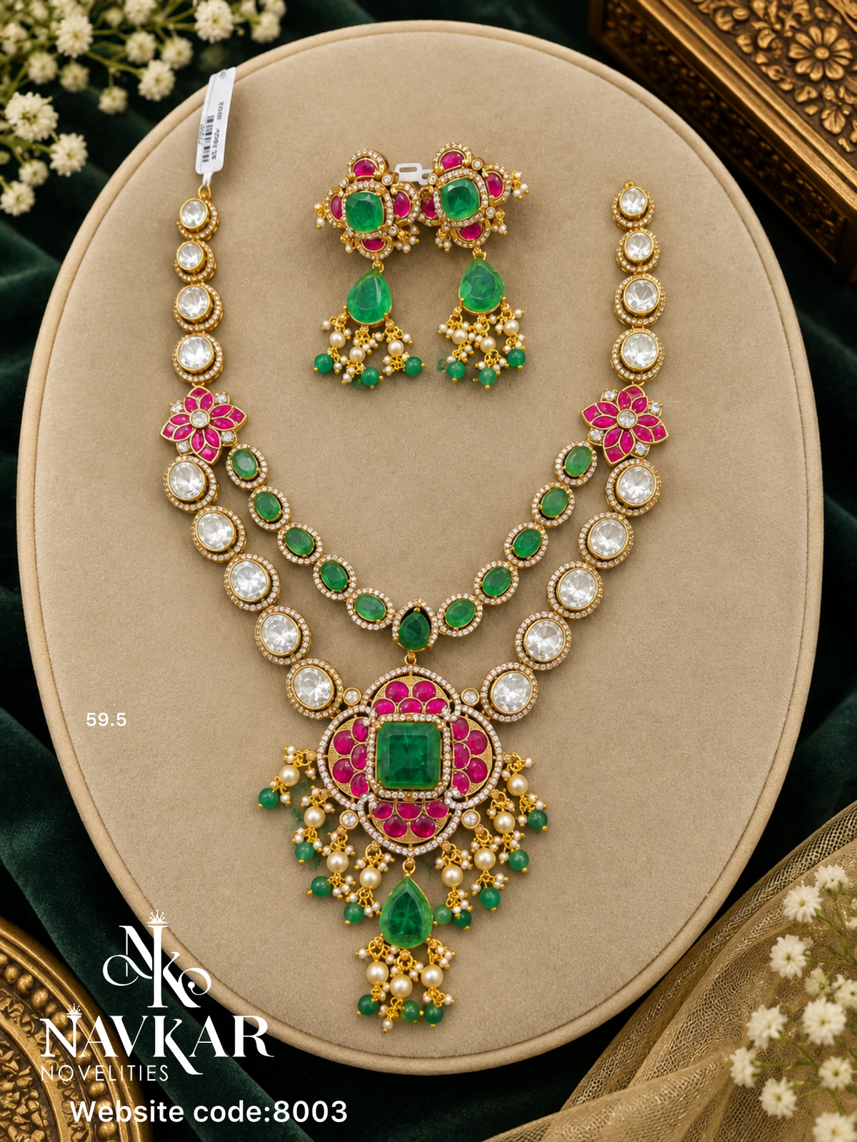 Kundan mossonite necklace
