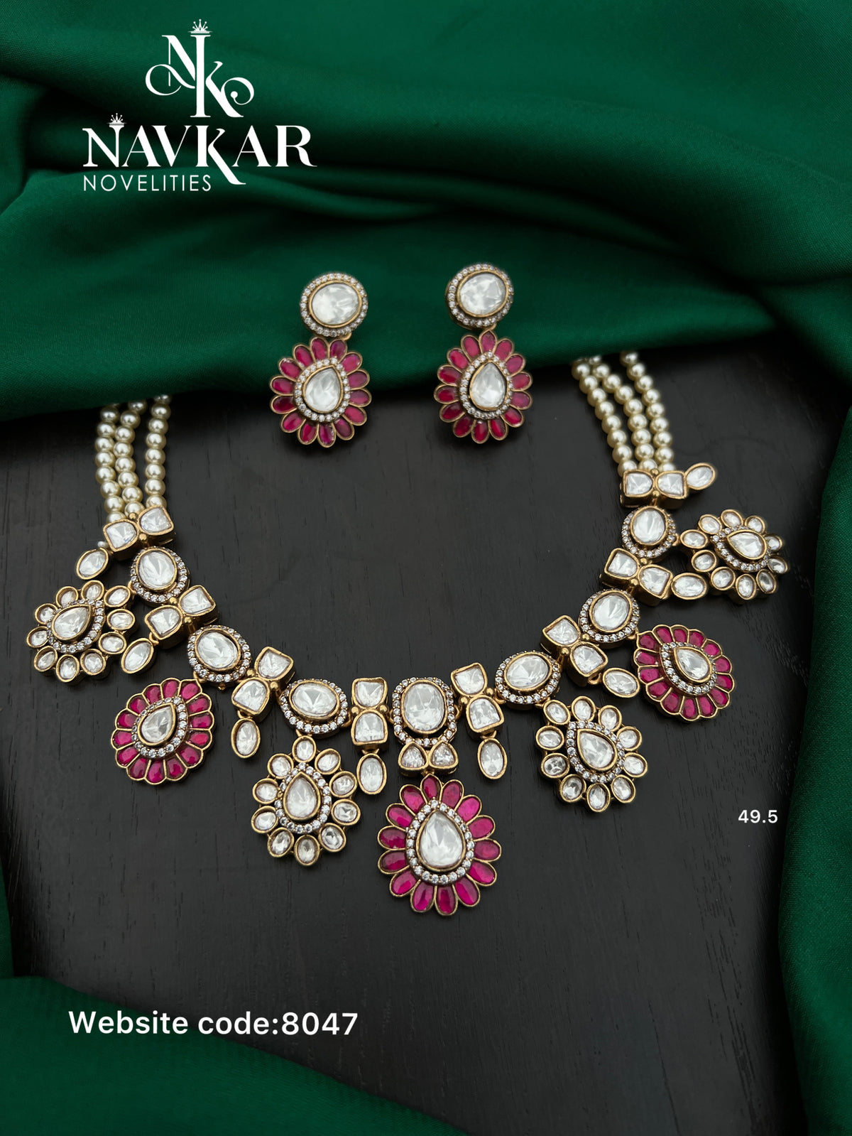 Kundan mossonite necklace