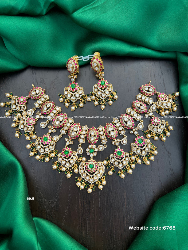 Kundan mossonite Necklace