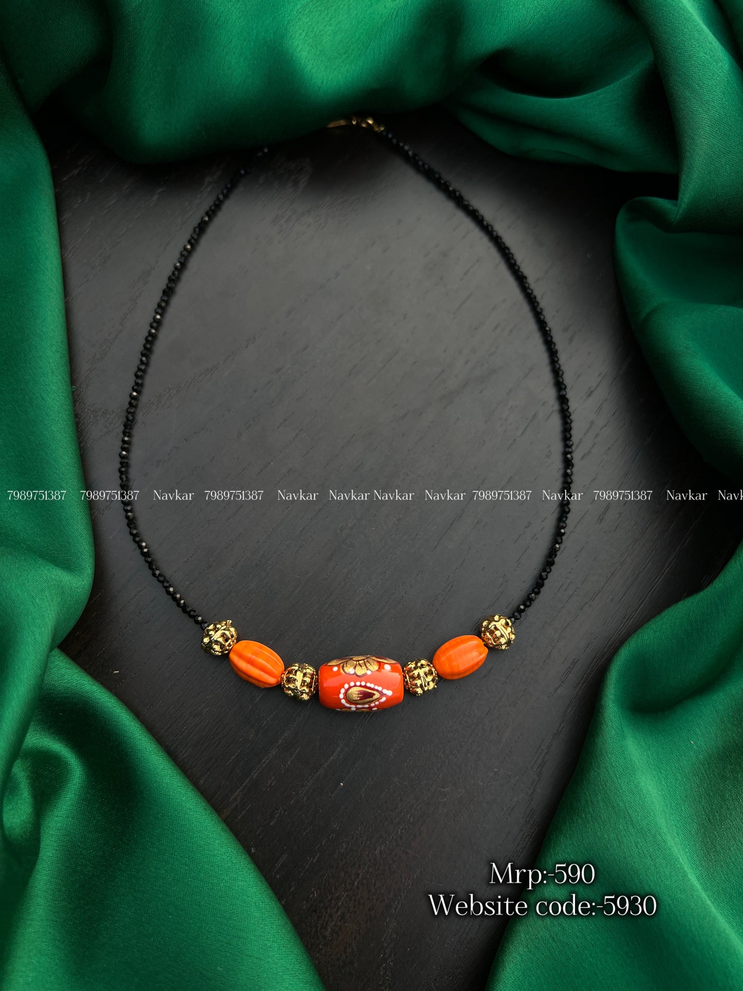 Coral black bead