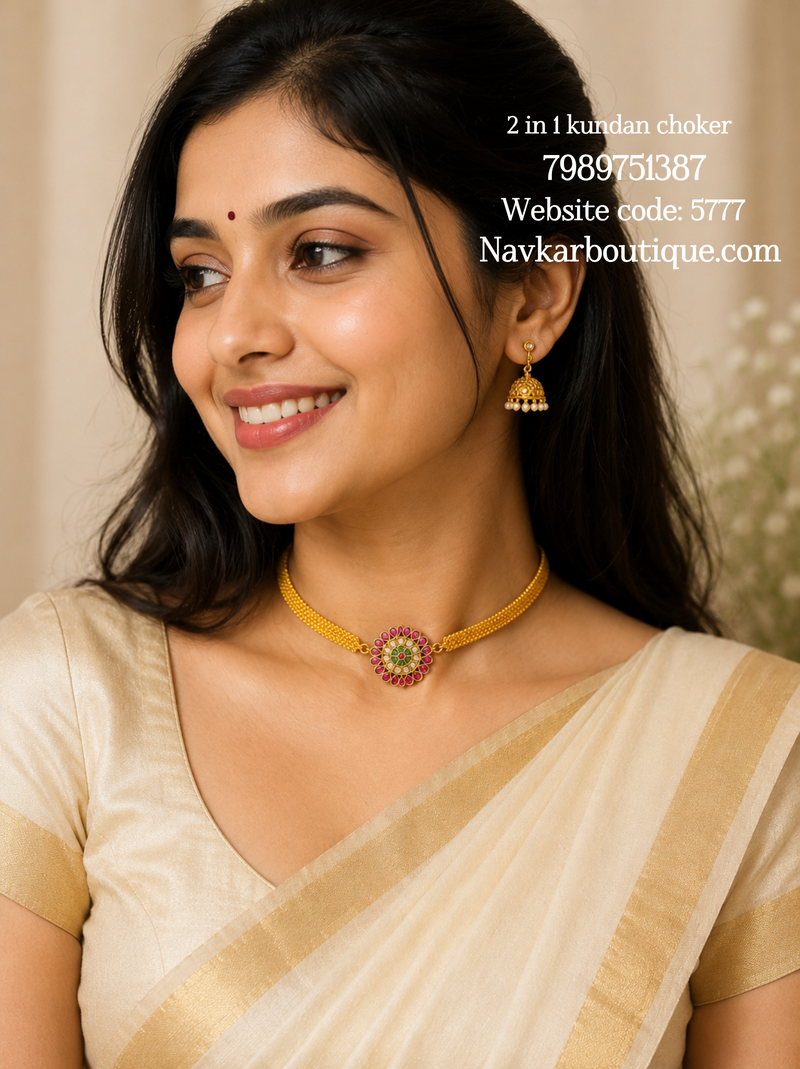 2 in 1 kundan choker