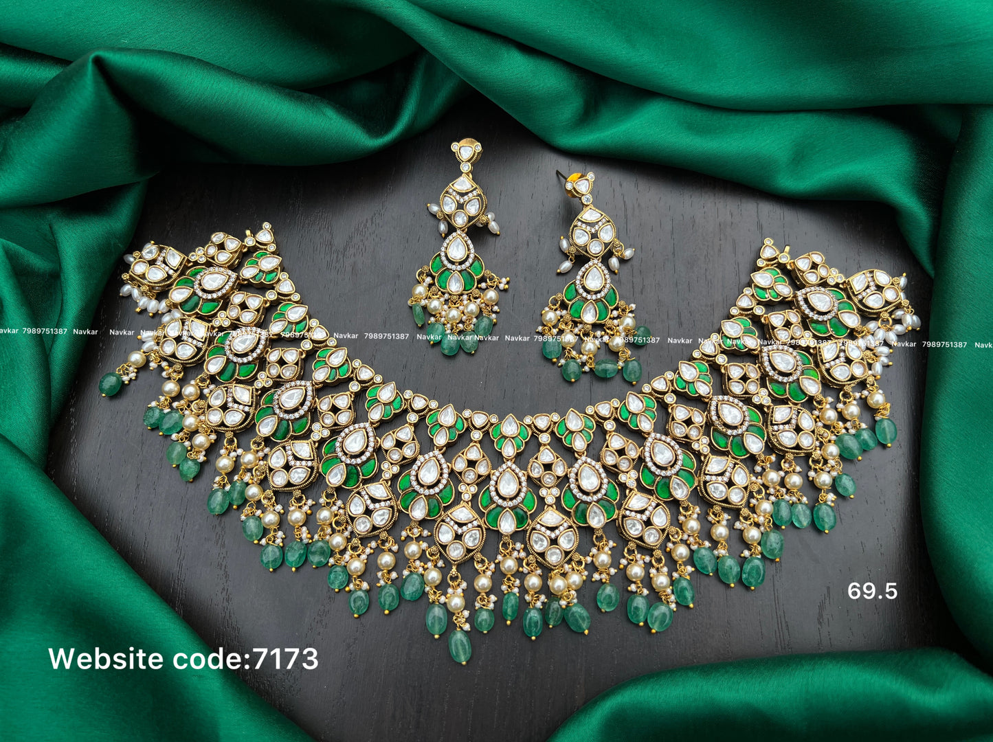 Kundan mossonite necklace