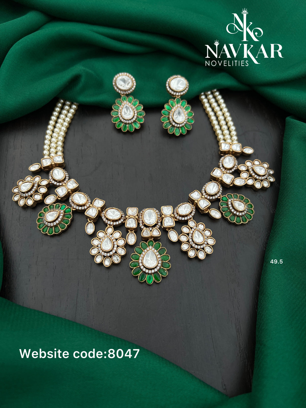 Kundan mossonite necklace