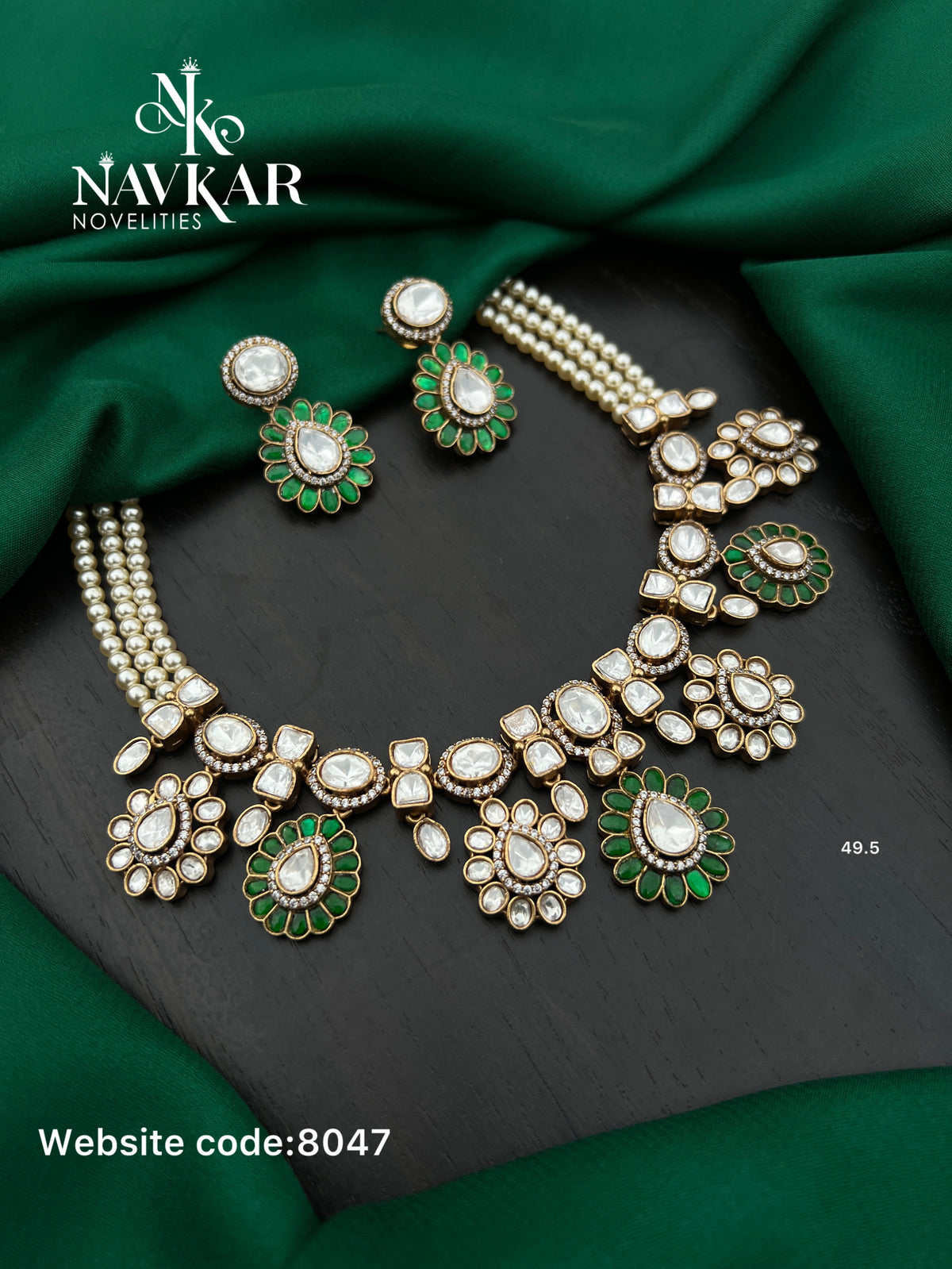 Kundan mossonite necklace