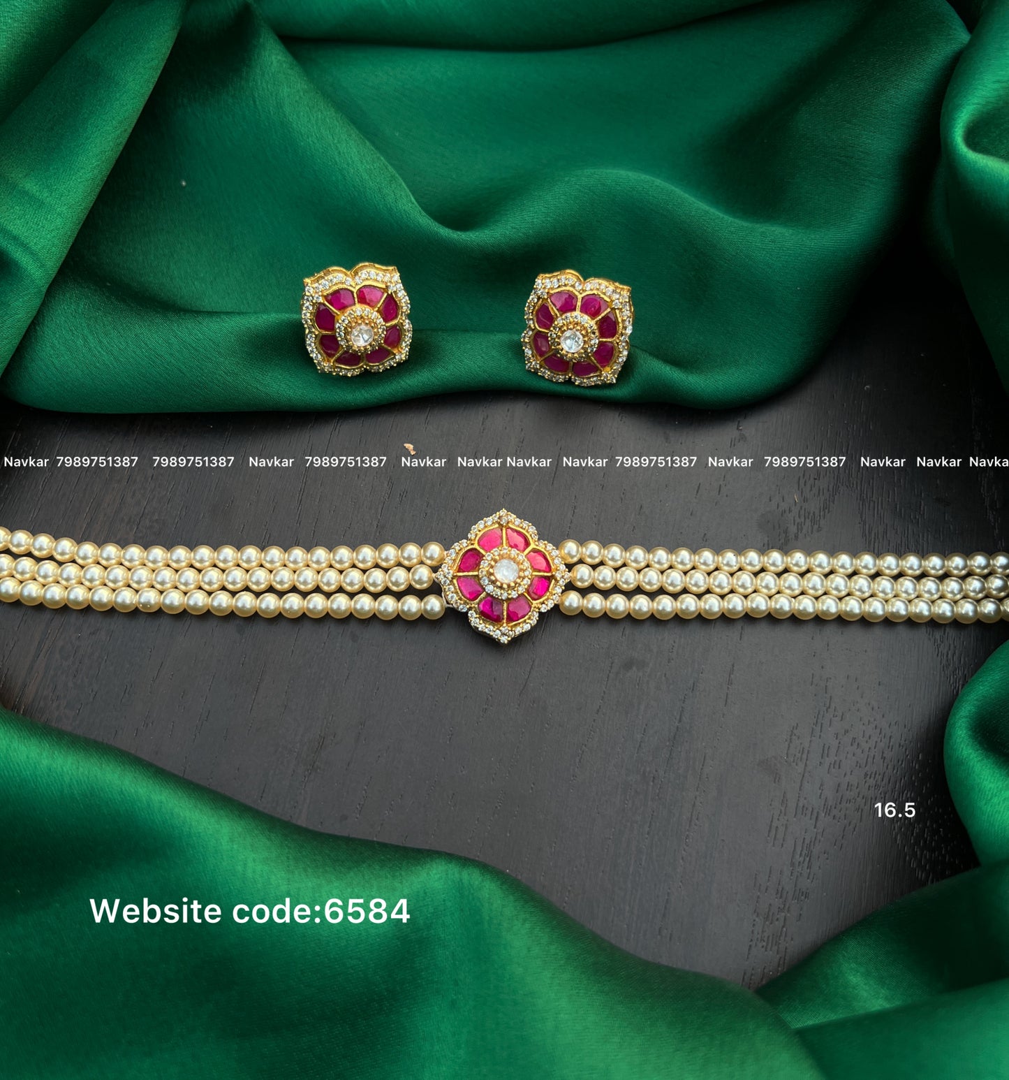 Kundan beads choker