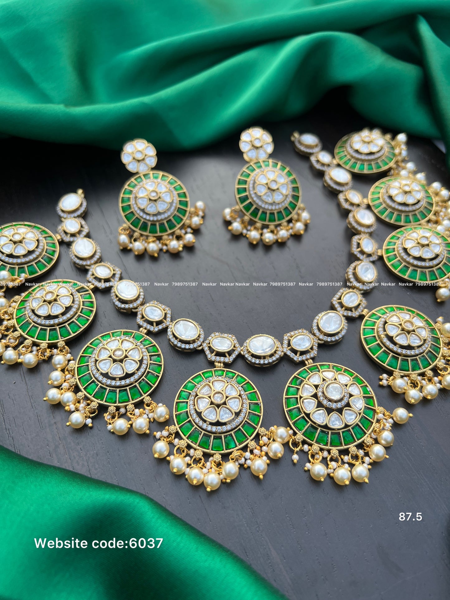 Kundan mossonite necklace