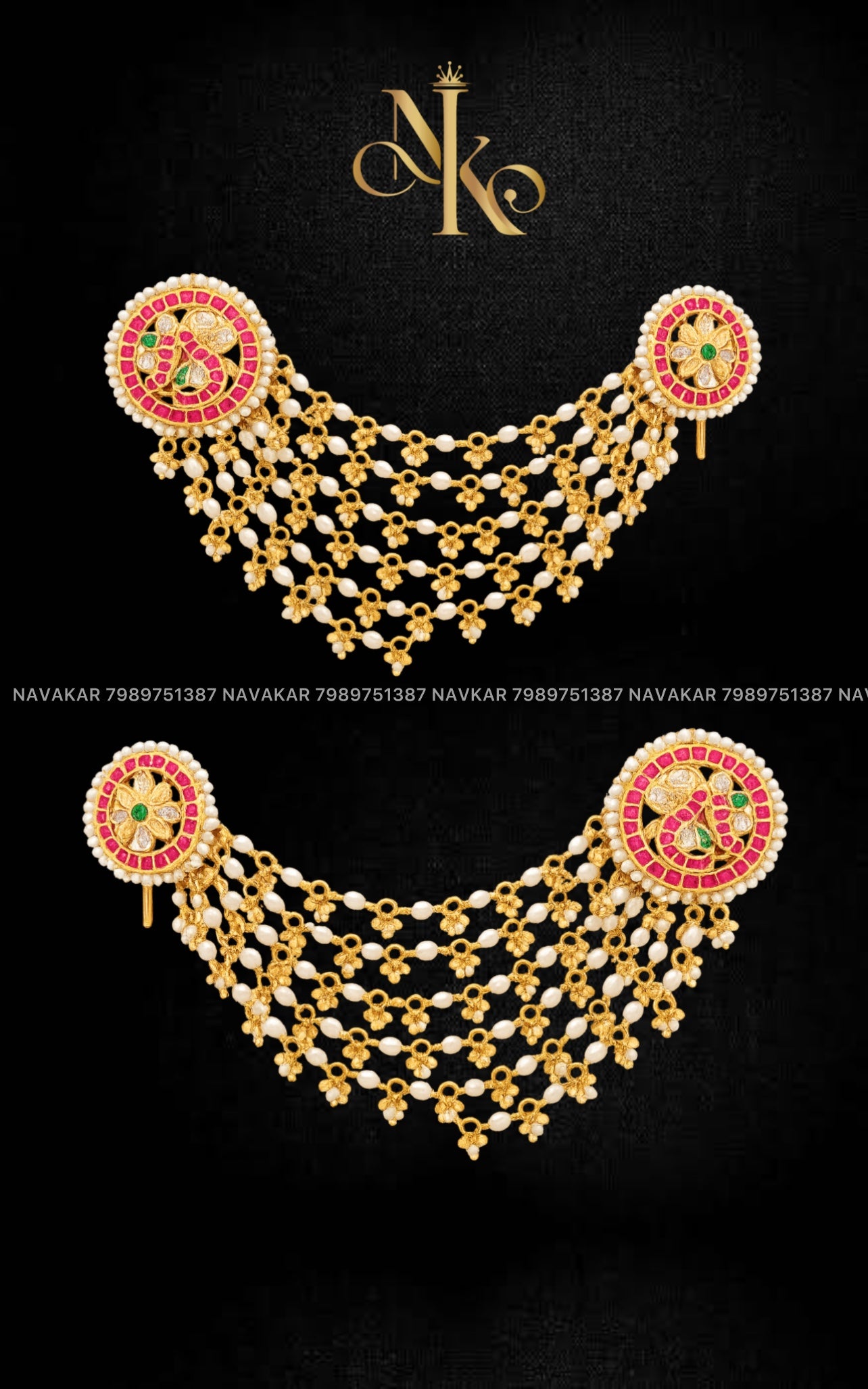 Kundan studs with chains
