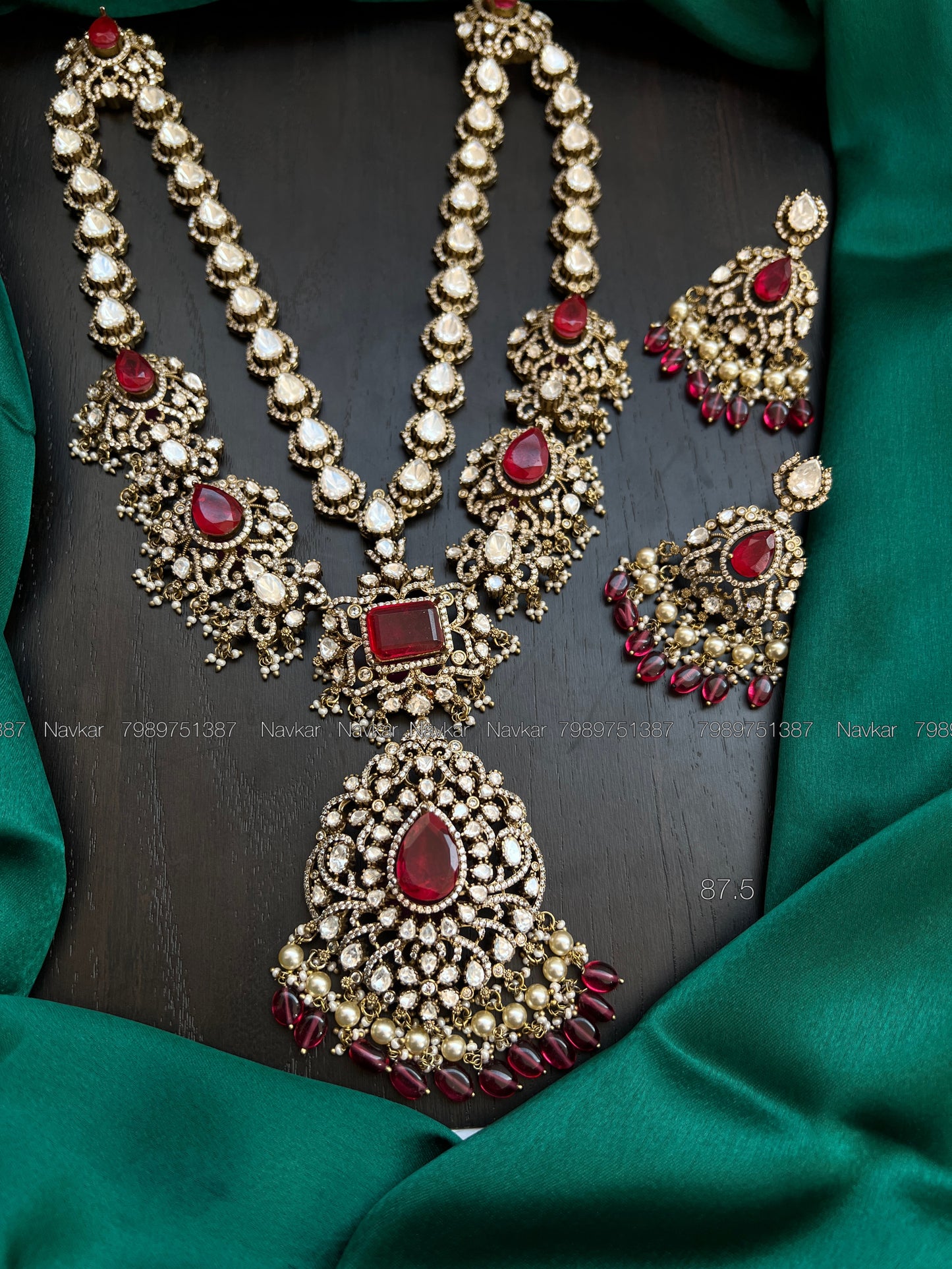 Mossonite 2lines haram and earrings