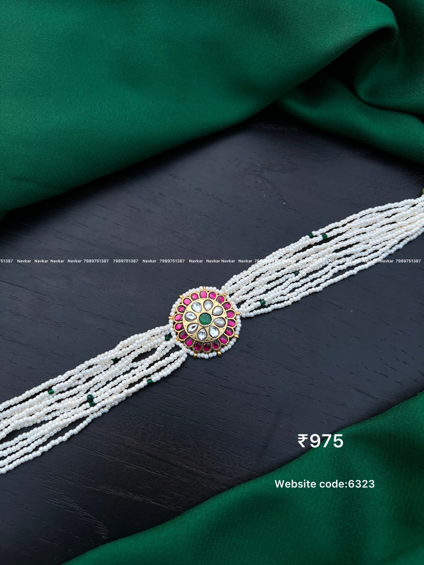 Kundan beads choker