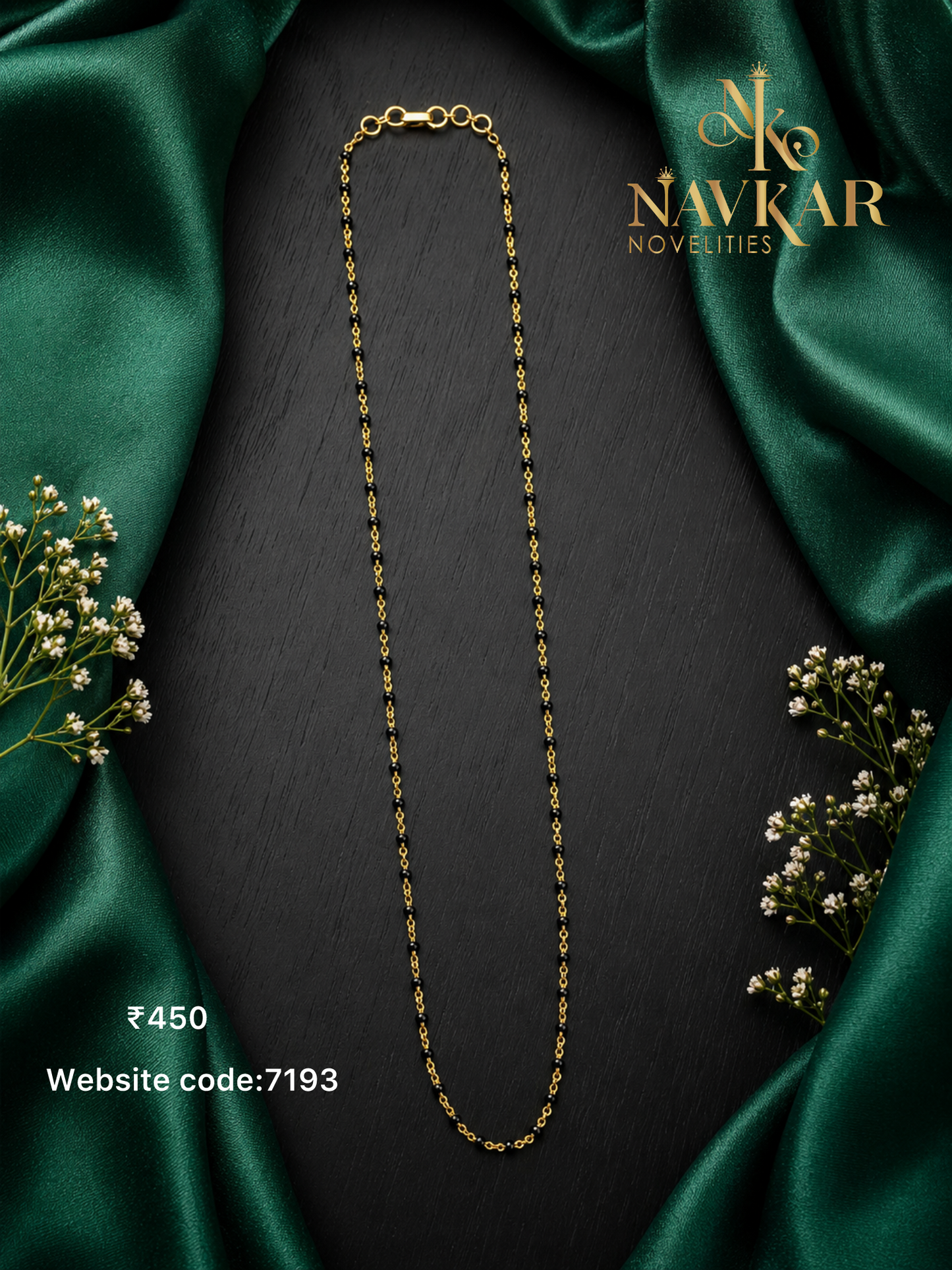 Full Black Beads single Line