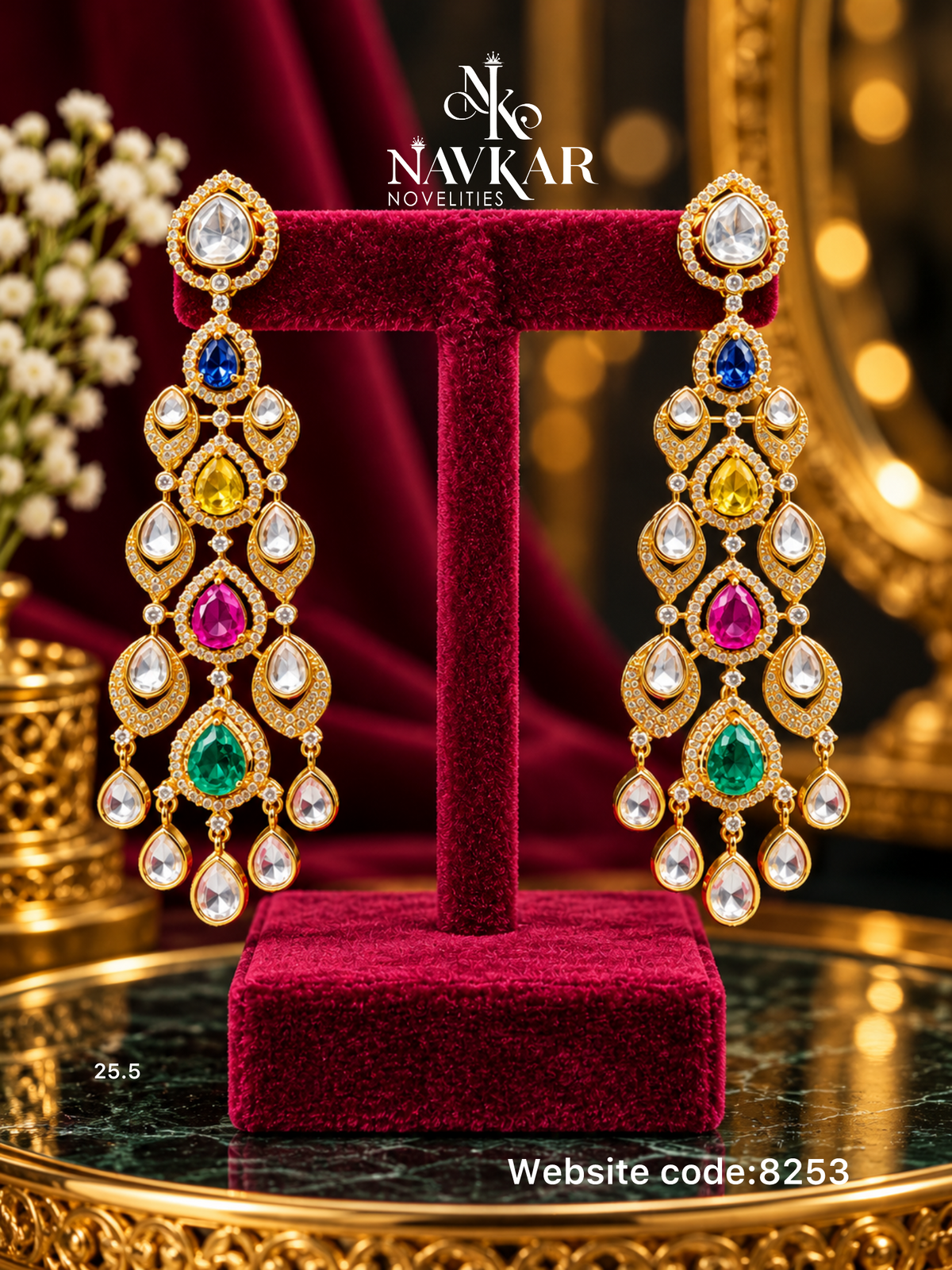 Real polki earring