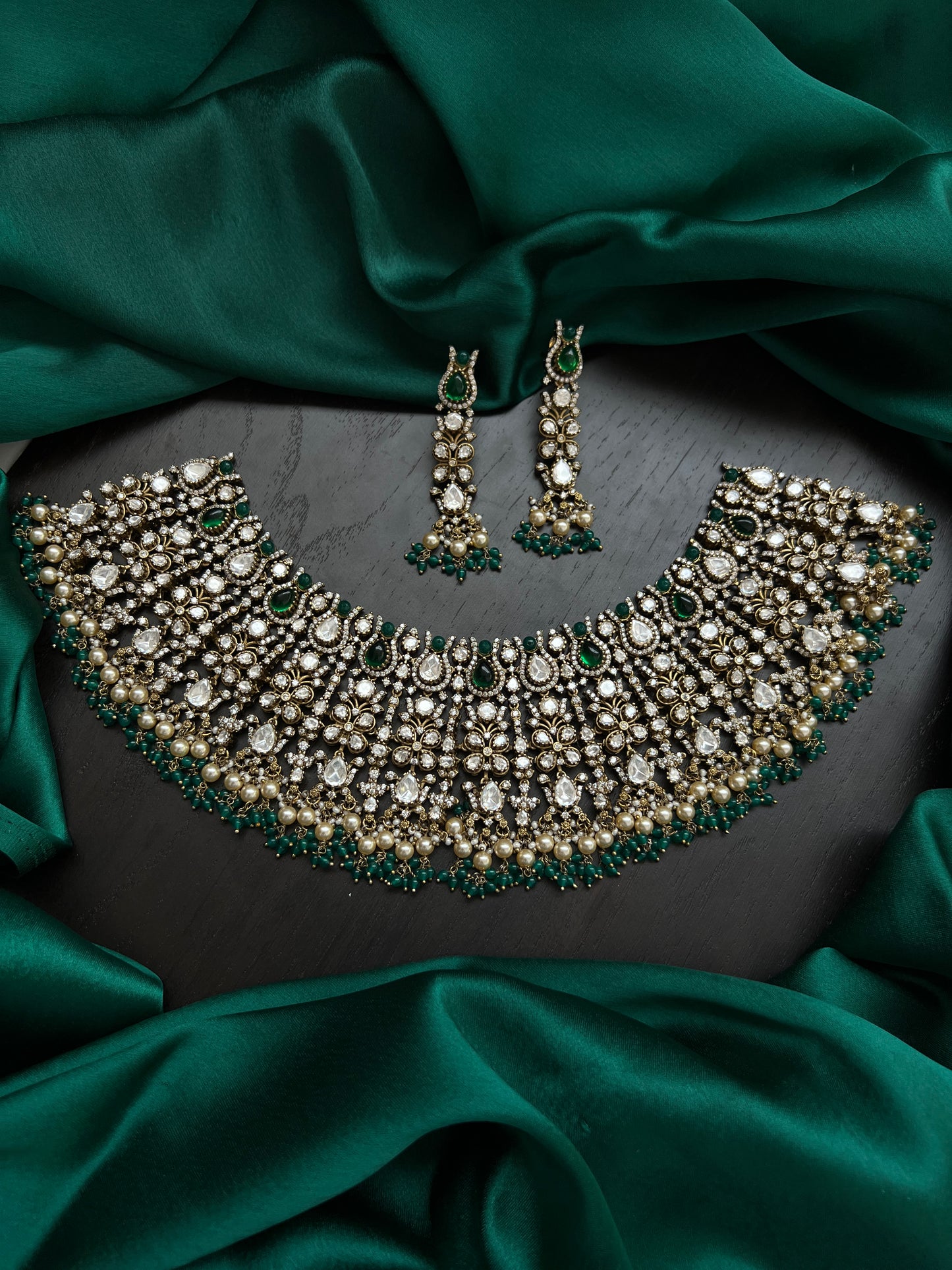 Mossonite choker and earrings