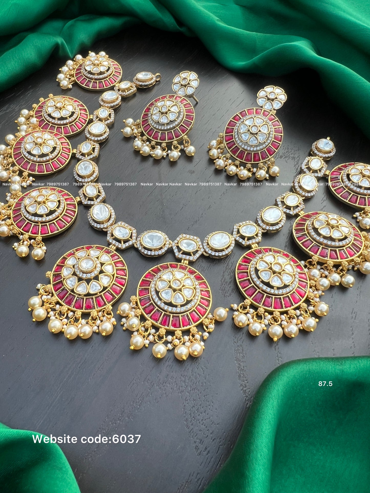 Kundan mossonite necklace