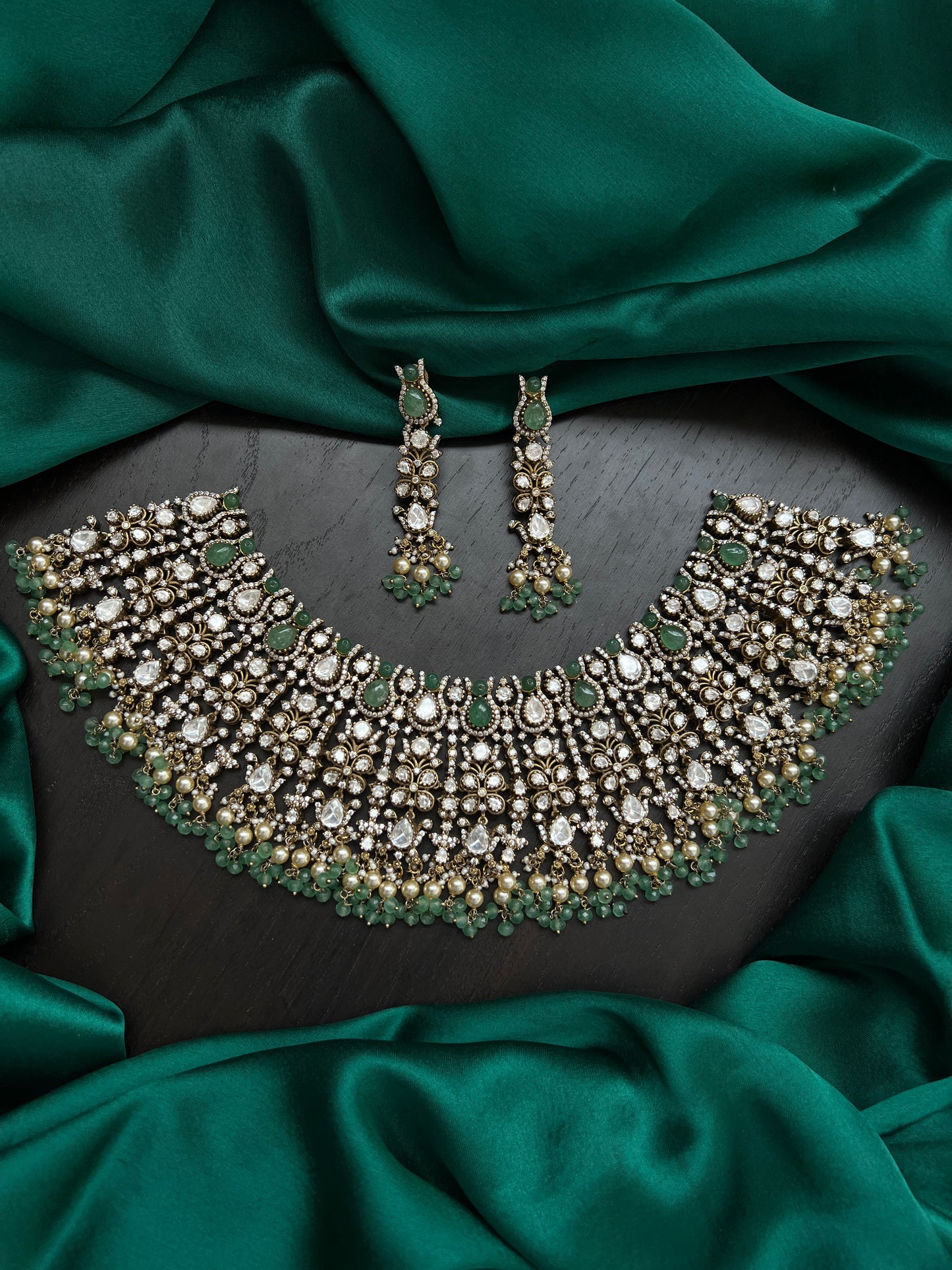 Mossonite choker and earrings