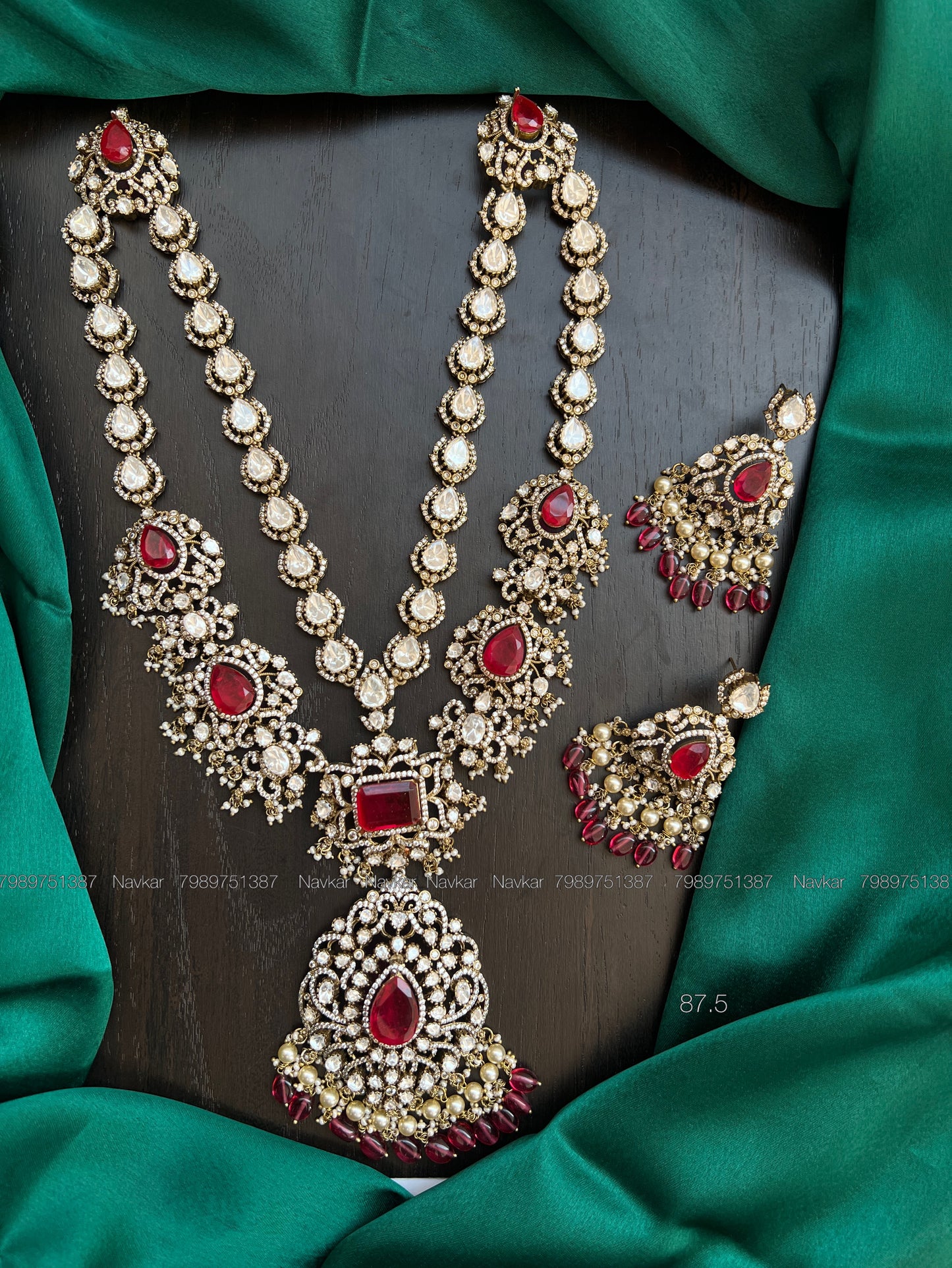 Mossonite 2lines haram and earrings