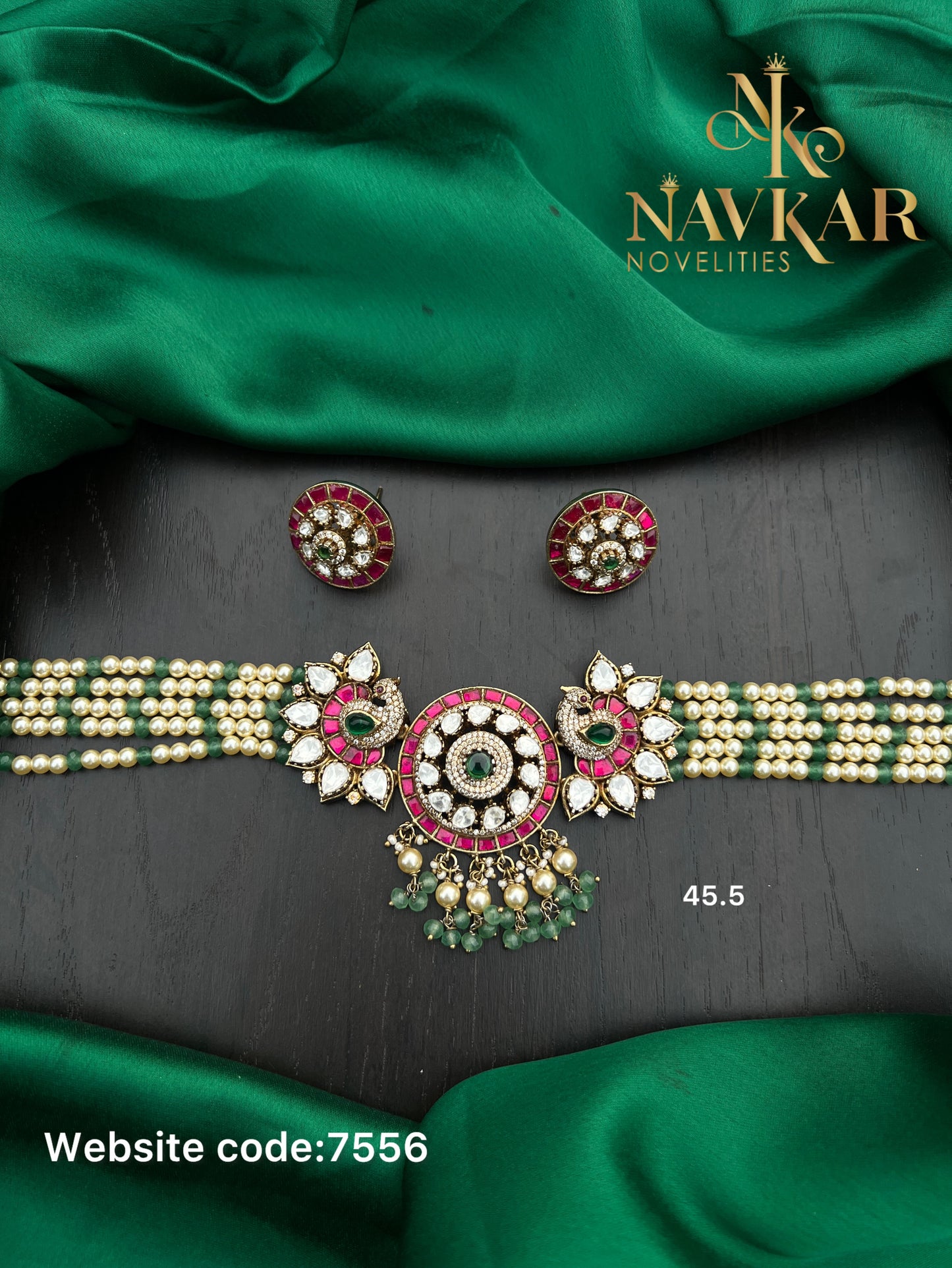 Kundan Mossonite choker