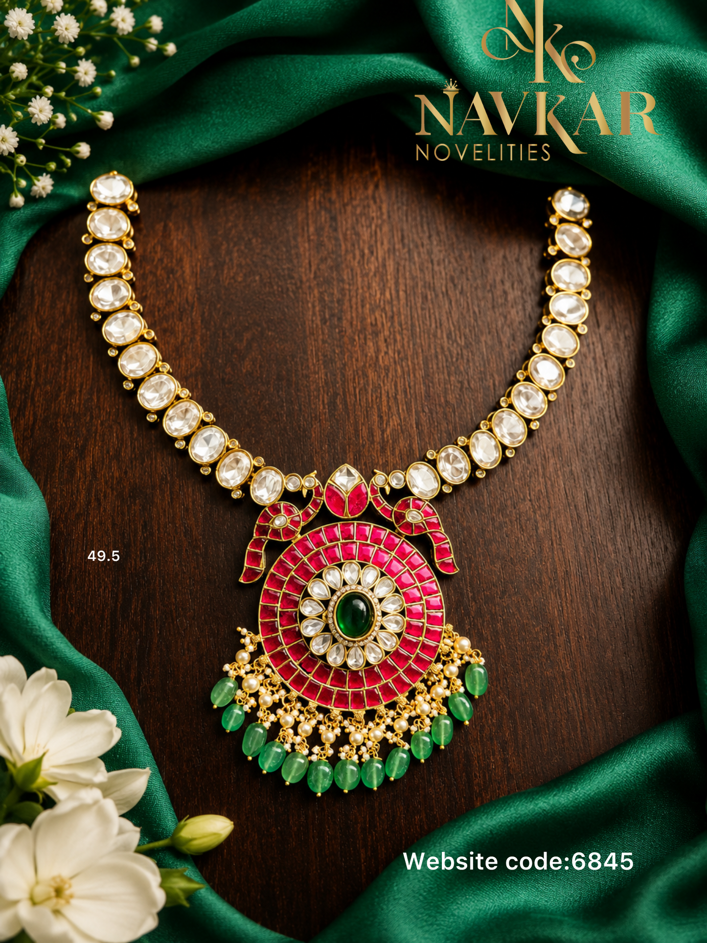Kundan mossonite necklace