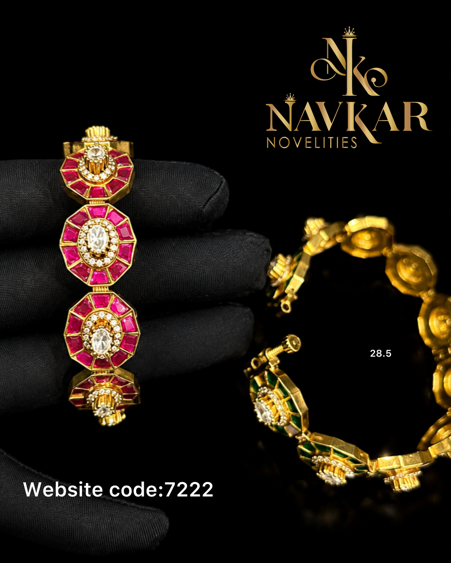 Mossonite kundan bangle