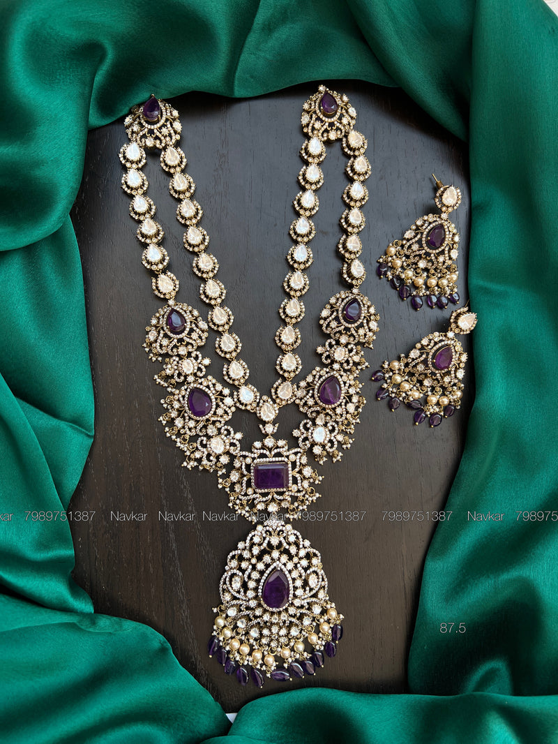 Mossonite 2lines haram and earrings