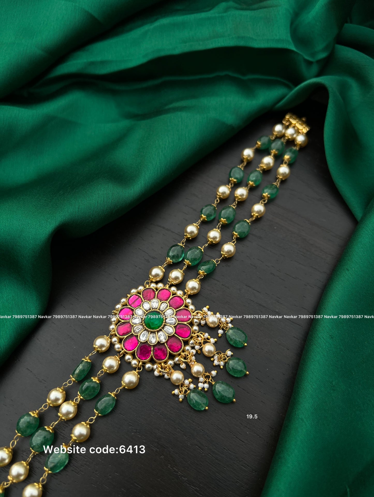 Kundan beads choker