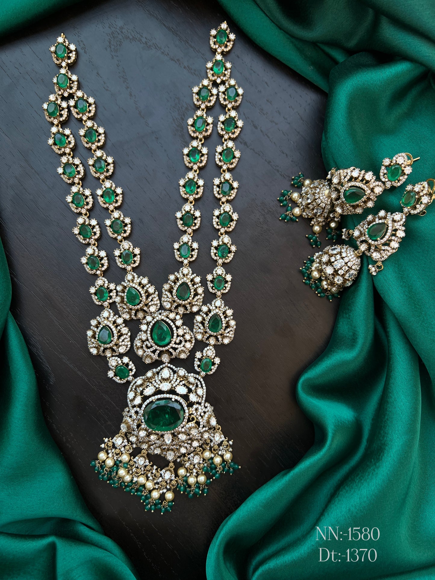 Mossonite 2 line haram and earrings