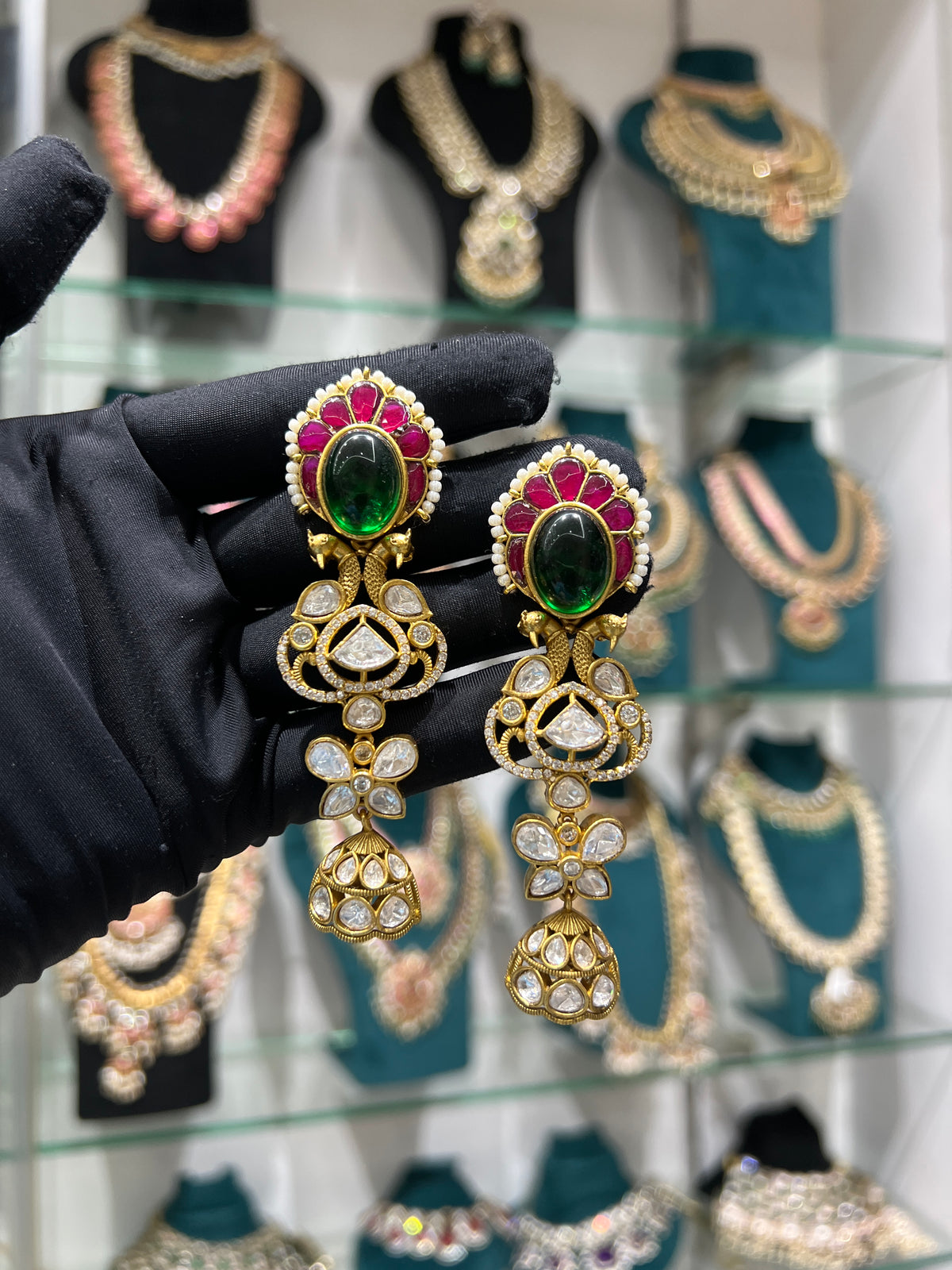 Kundan mossonite earring