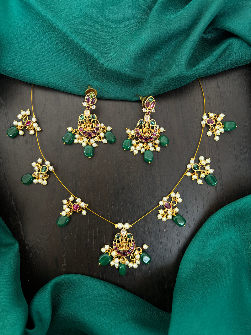 Pota stone invisible chain and earrings