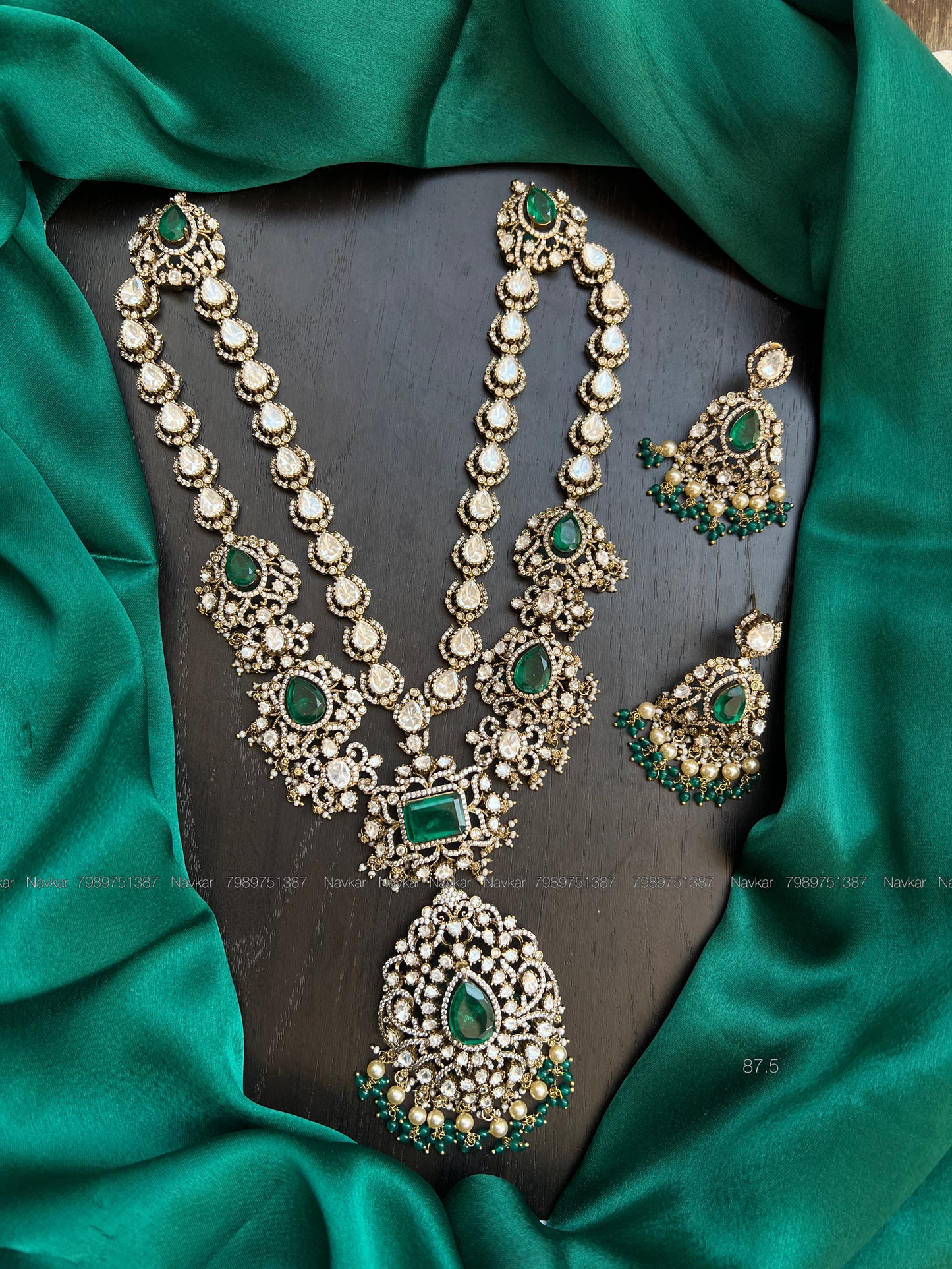 Mossonite 2lines haram and earrings