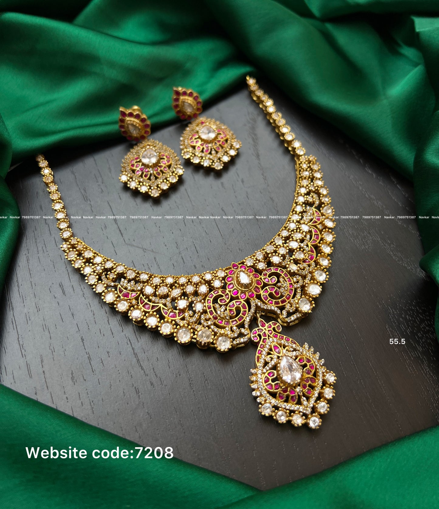 Kundan mossonite necklace