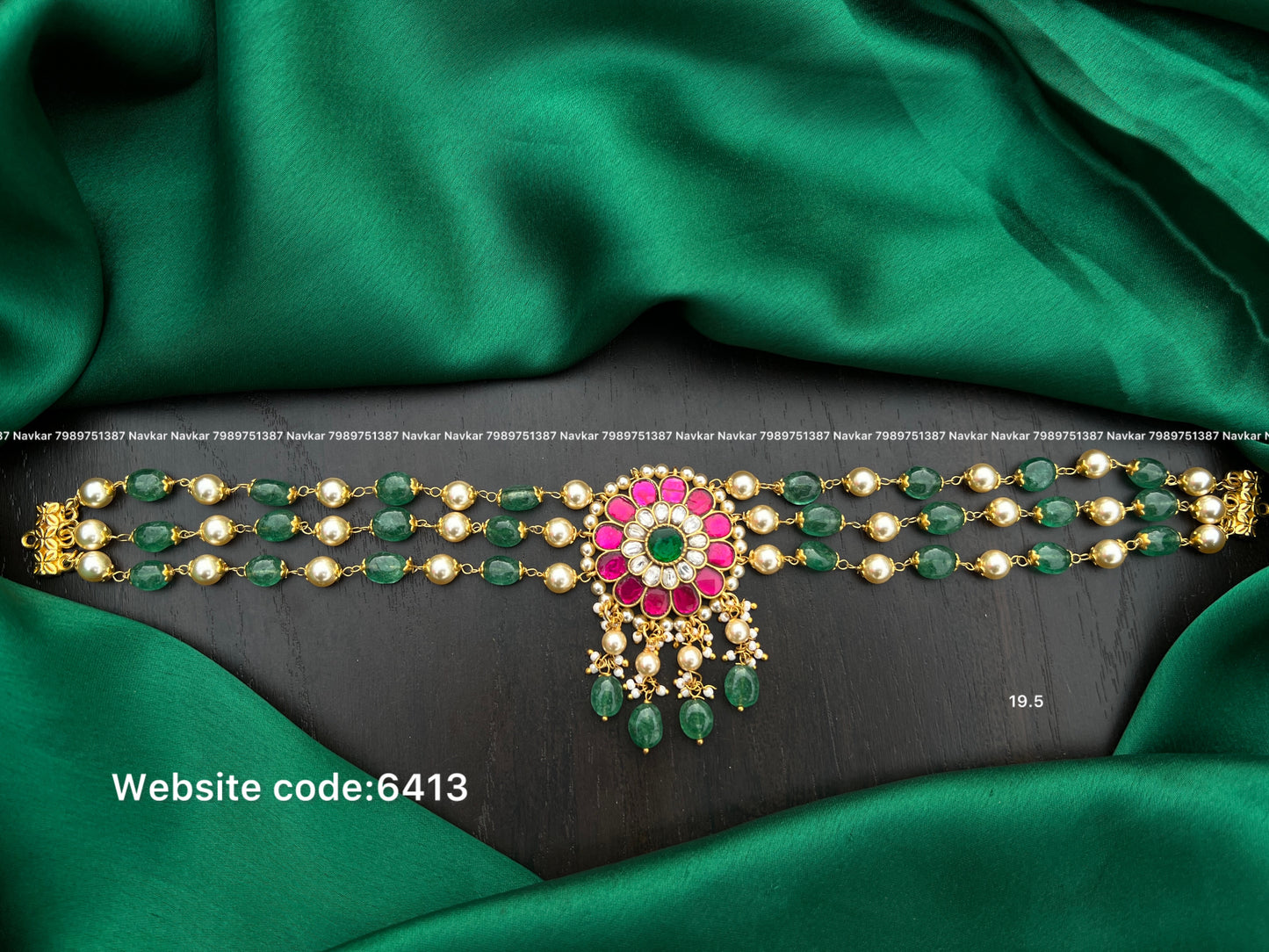 Kundan beads choker