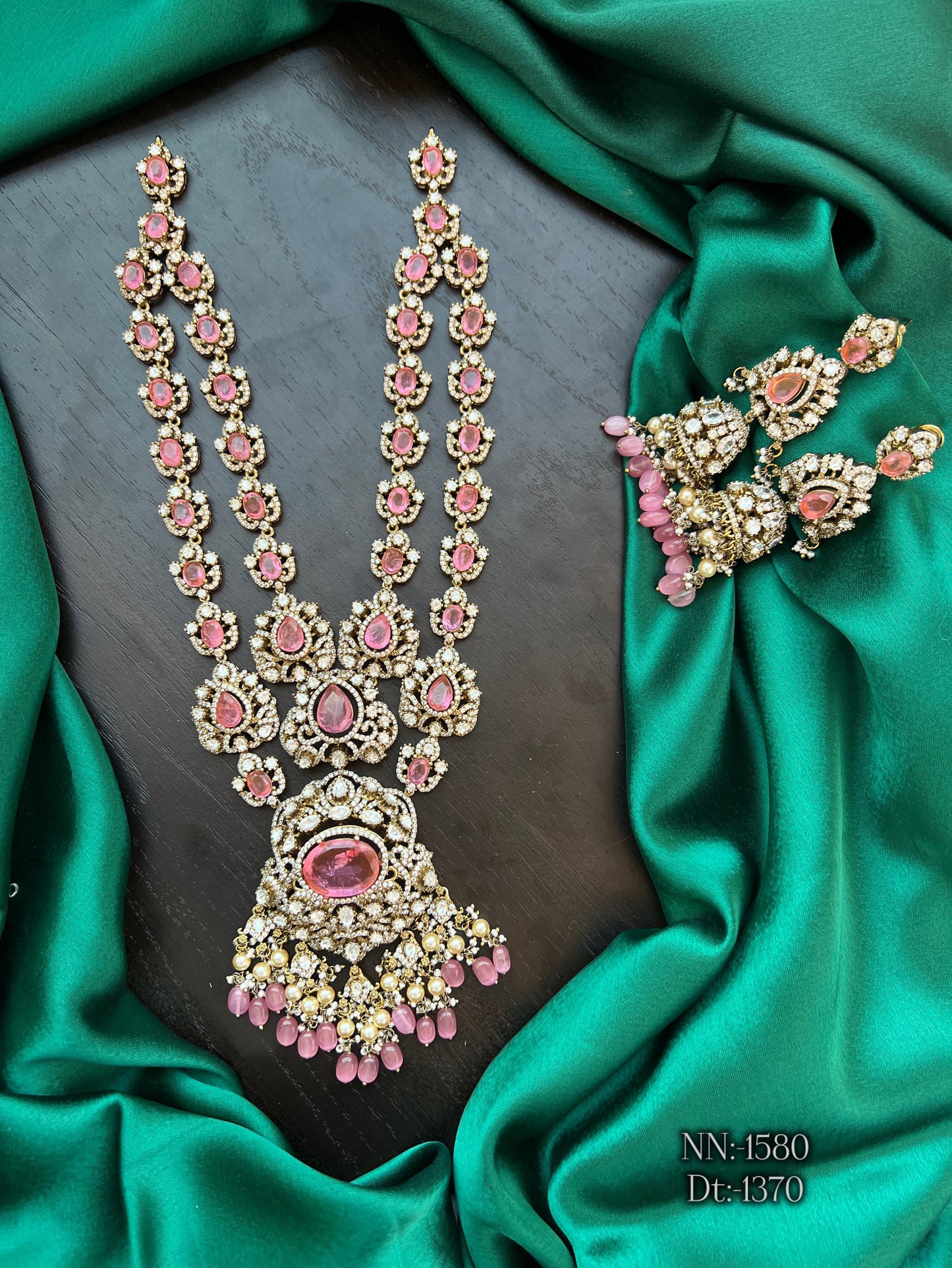 Mossonite 2 line haram and earrings