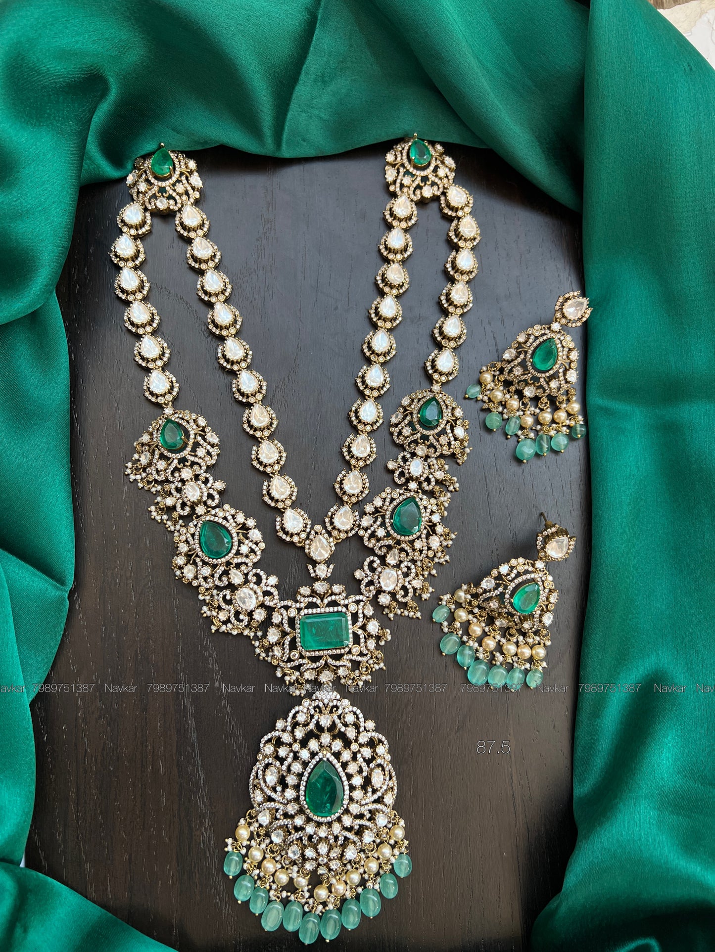 Mossonite 2lines haram and earrings