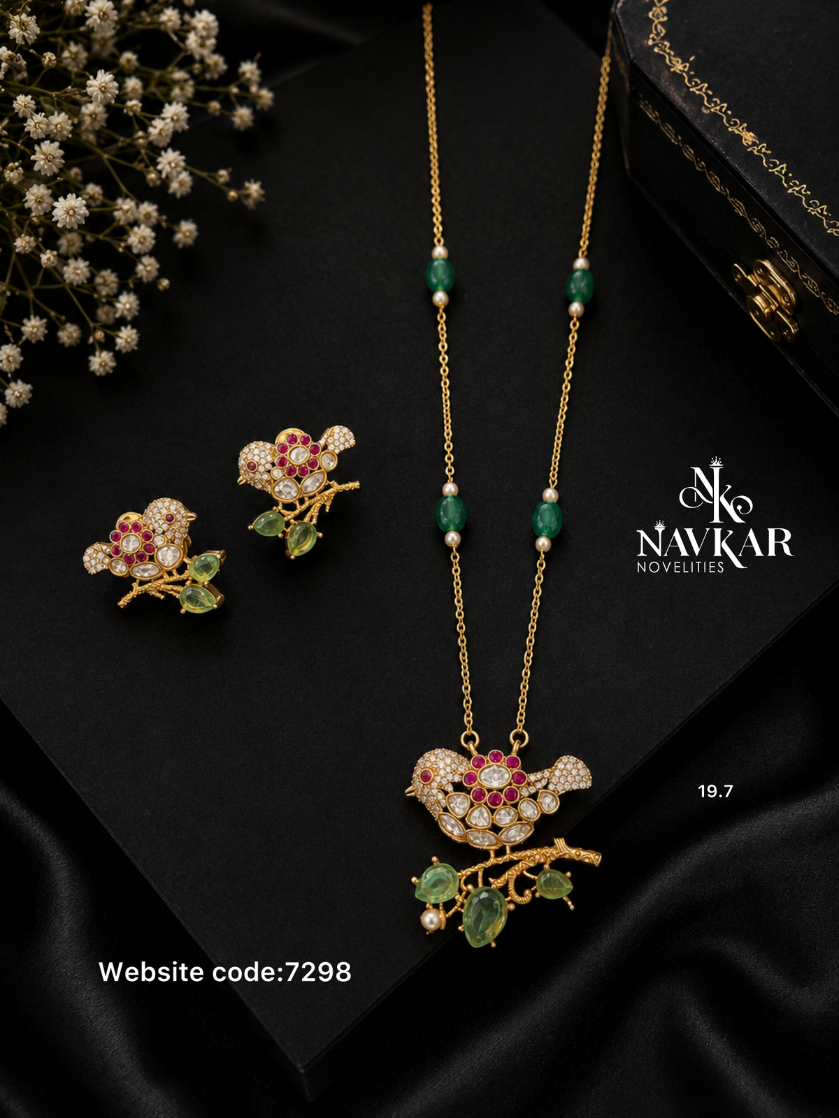 Kundan mossonite necklace