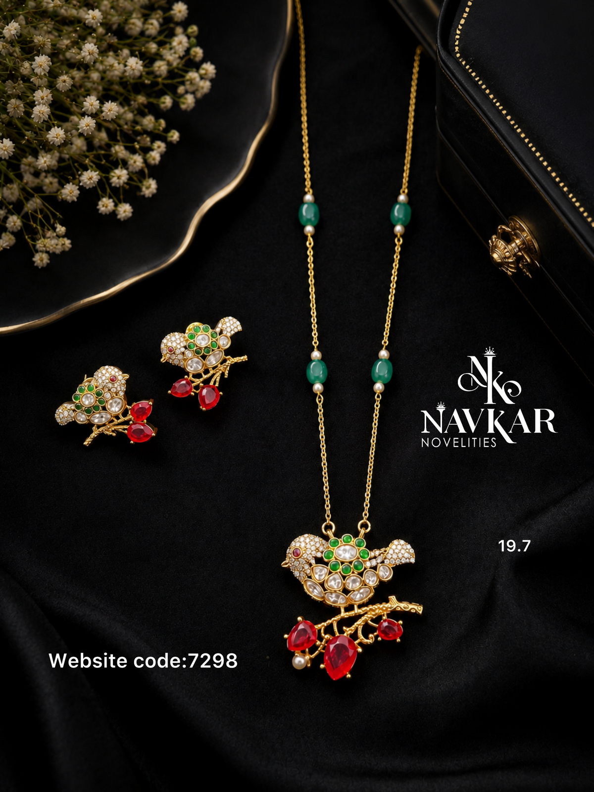 Kundan mossonite necklace