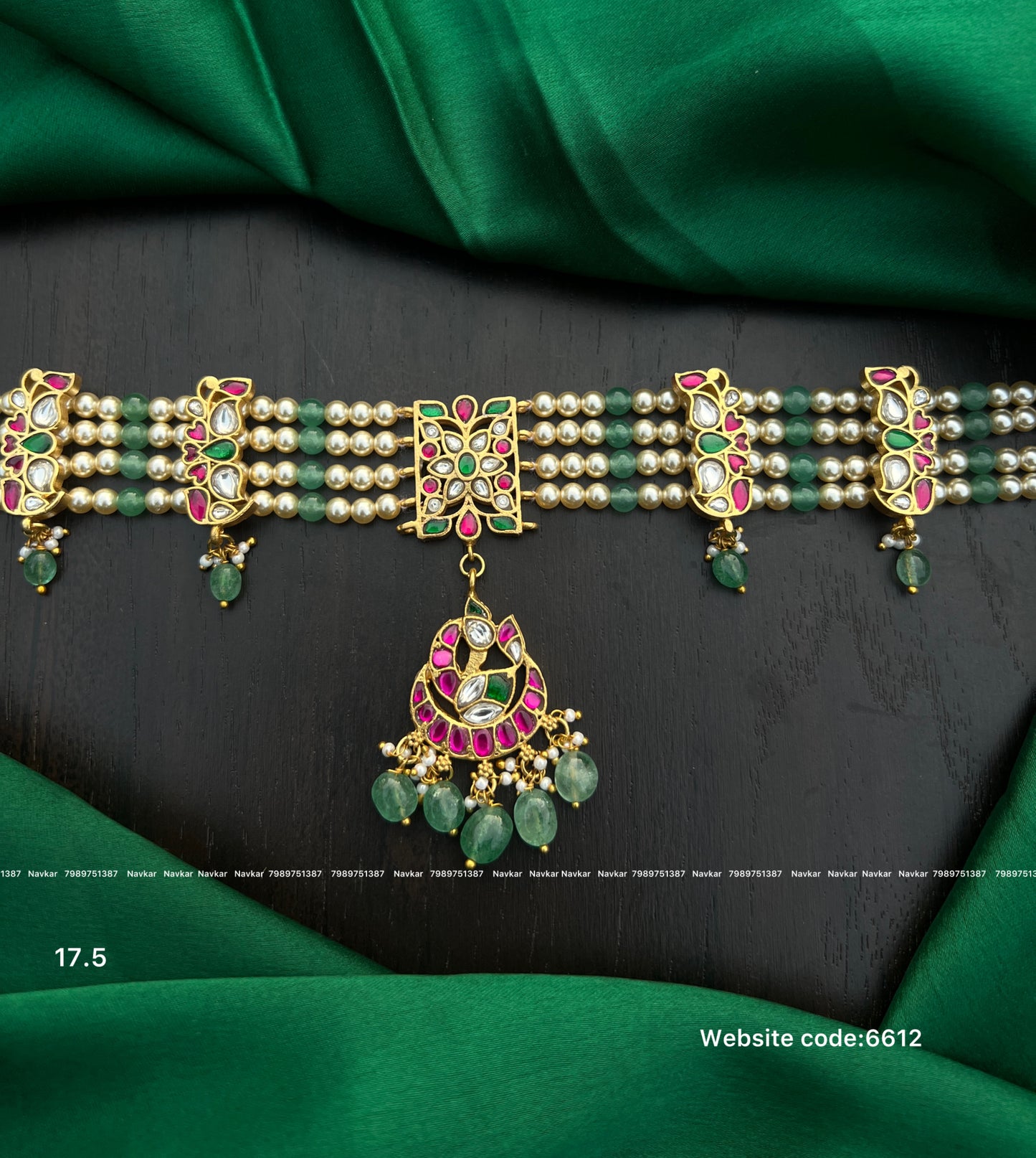 Kundan beads choker